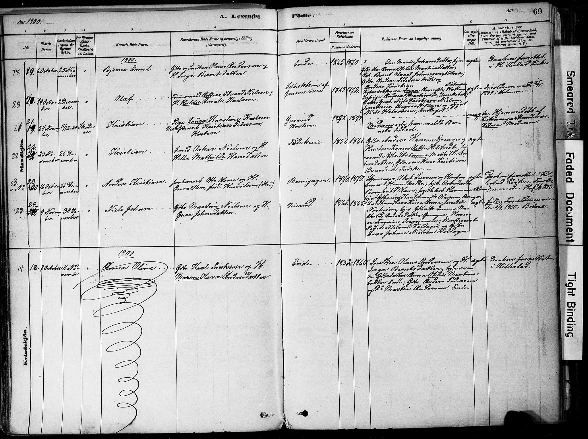 Botne kirkebøker, SAKO/A-340/F/Fa/L0007: Parish register (official) no. I 7, 1878-1910, p. 69