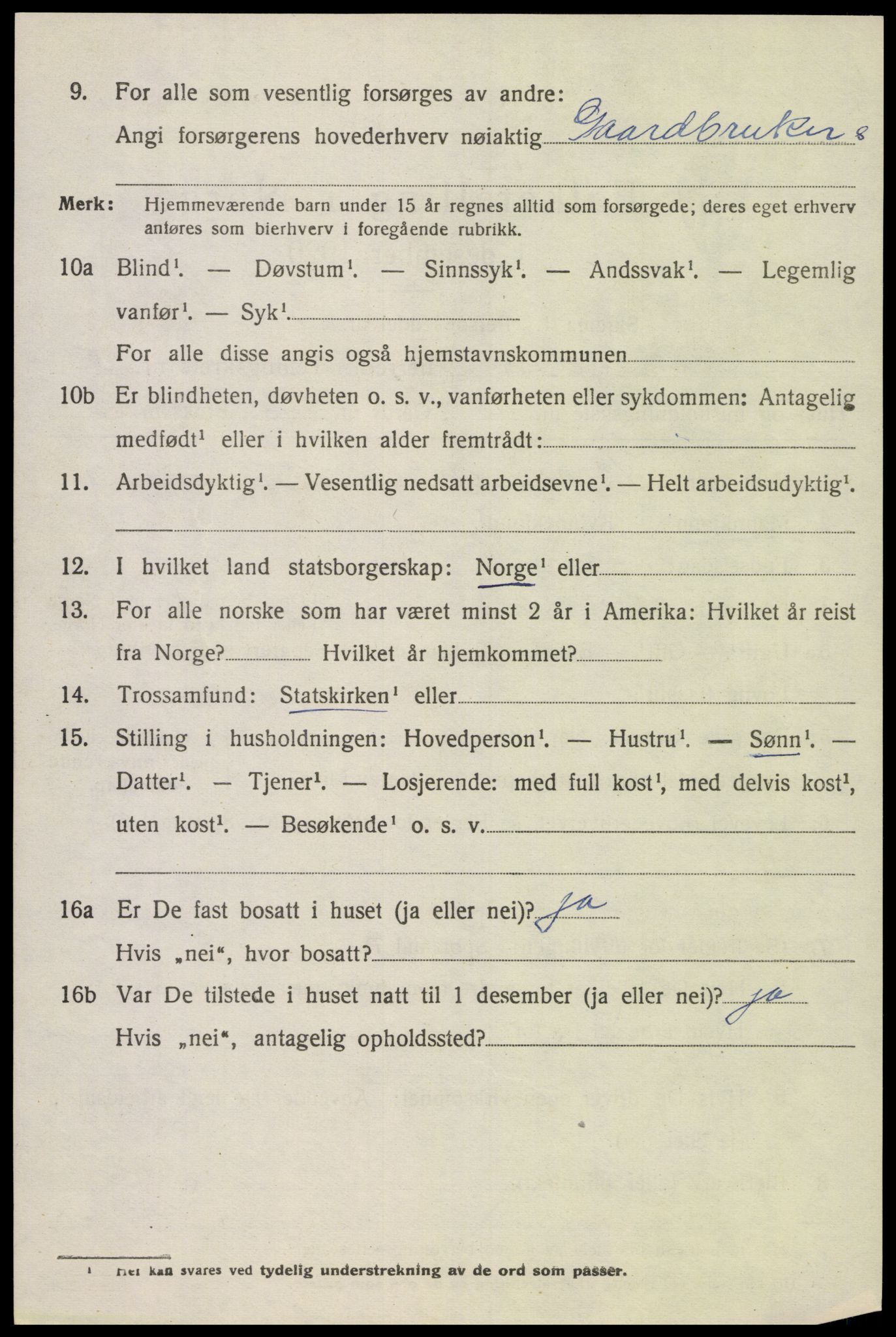 SAK, 1920 census for Grindheim, 1920, p. 1846