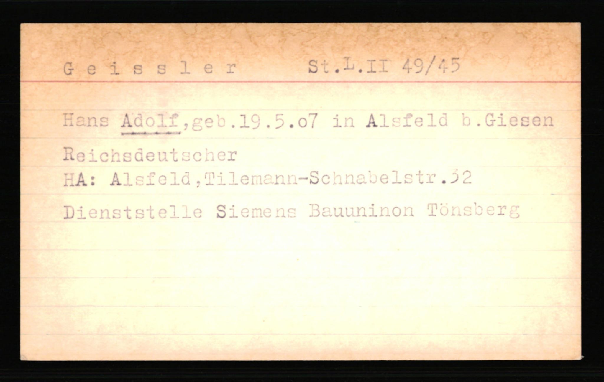 SS- und Polizeigericht Nord (IX), AV/RA-RAFA-3182/0001/C/Ca/L0002: kartotekkort for personer alfabetisk på etternavn: D-H, 1940-1945, p. 506