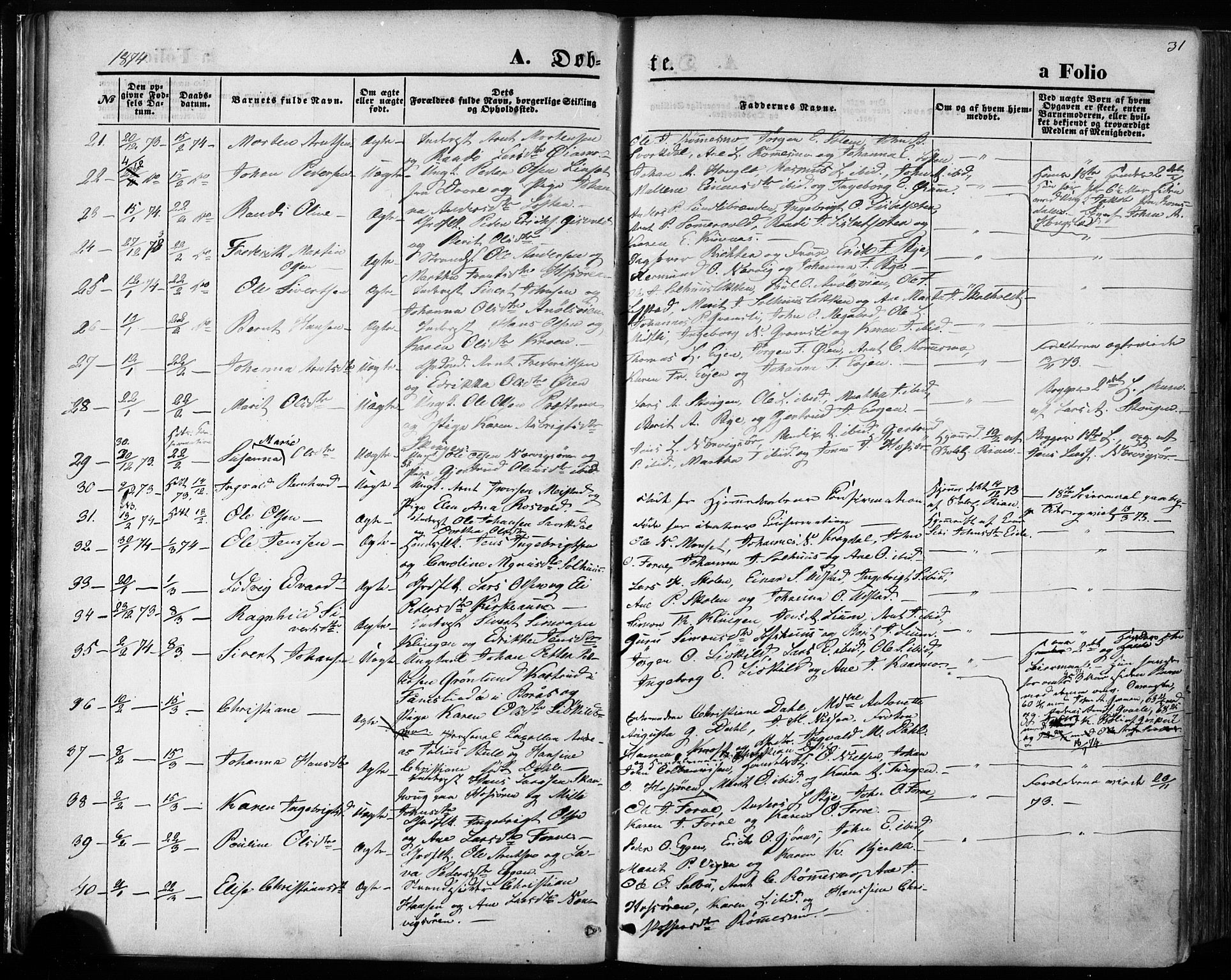 Ministerialprotokoller, klokkerbøker og fødselsregistre - Sør-Trøndelag, SAT/A-1456/668/L0807: Parish register (official) no. 668A07, 1870-1880, p. 31