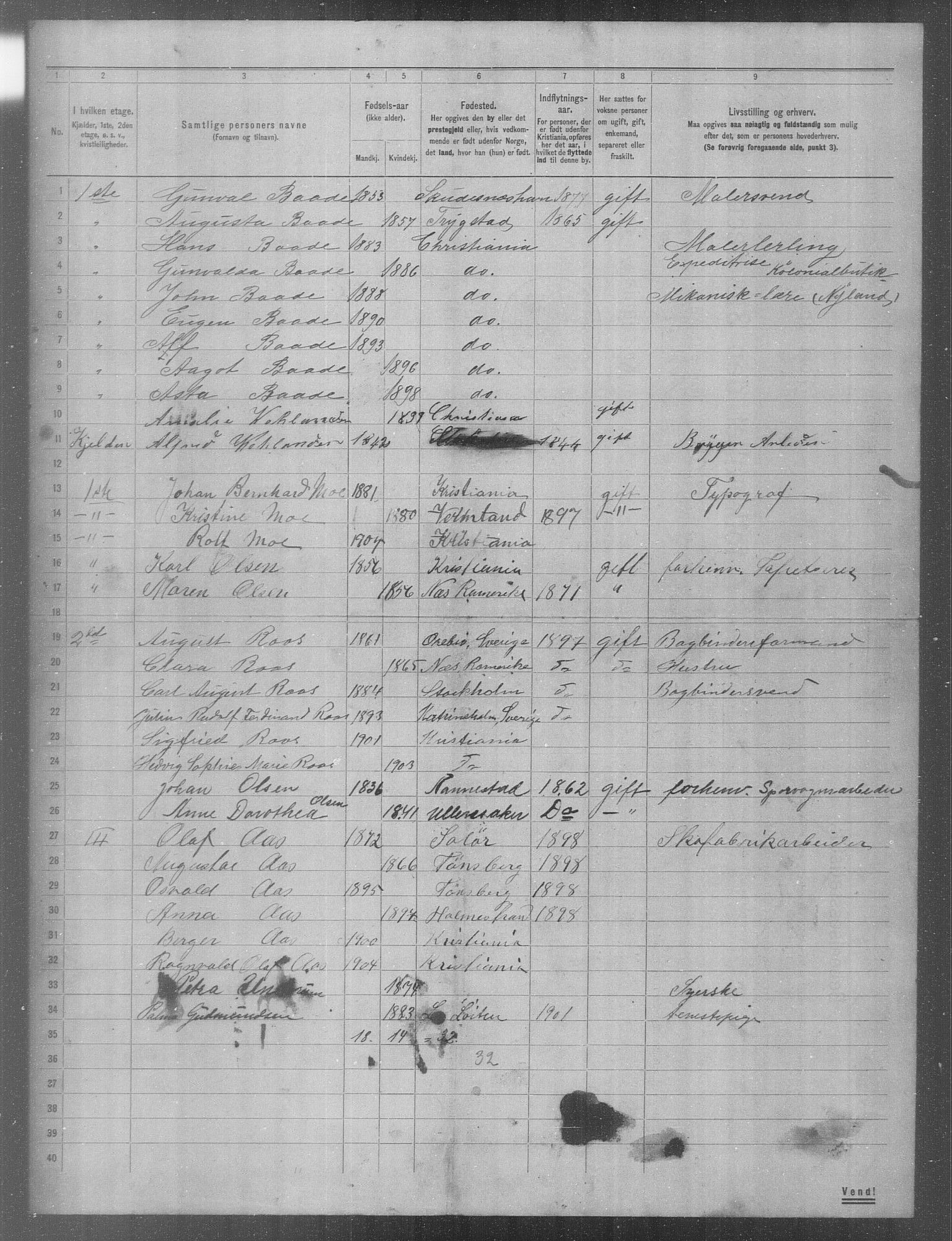 OBA, Municipal Census 1904 for Kristiania, 1904, p. 353