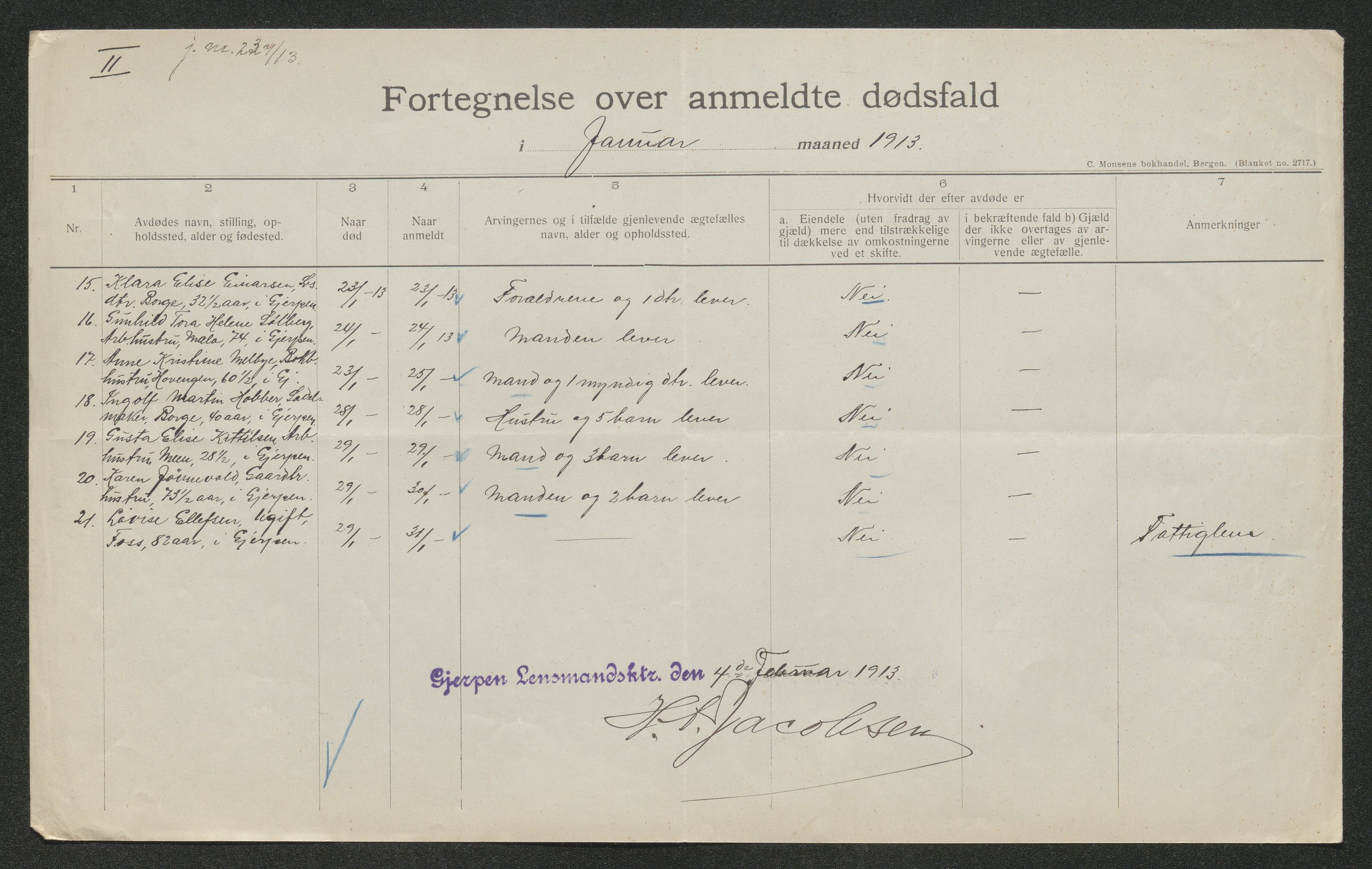 Gjerpen sorenskriveri, AV/SAKO-A-216/H/Ha/Hab/L0001: Dødsfallsmeldinger, Gjerpen, 1899-1915, p. 625