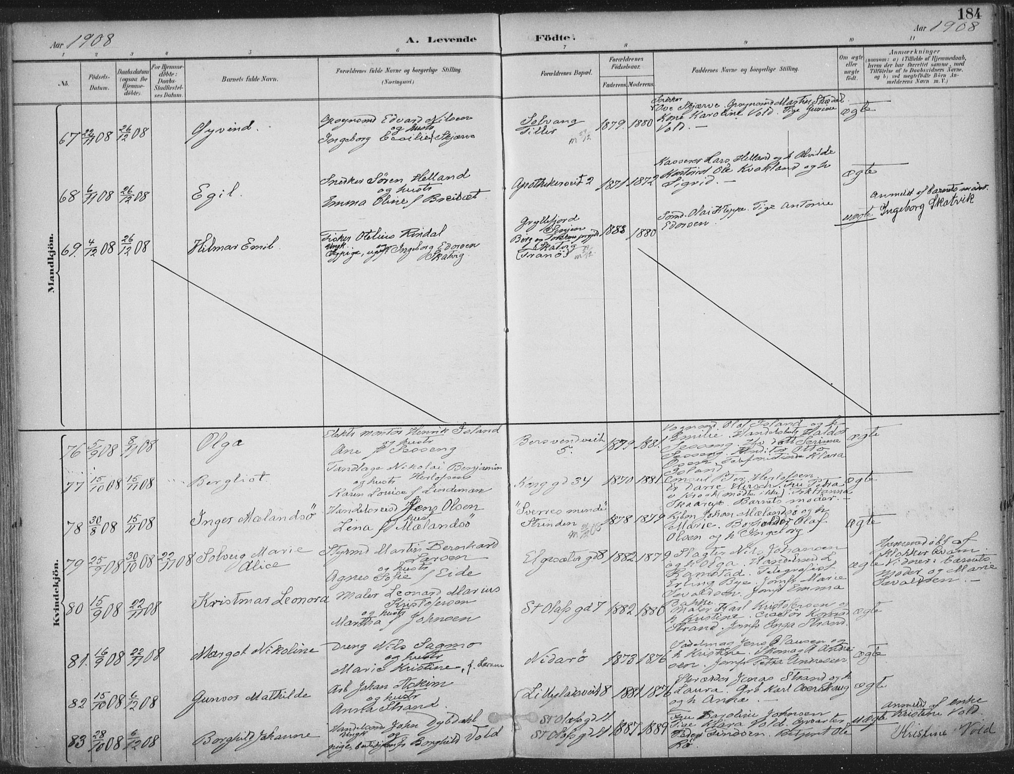 Ministerialprotokoller, klokkerbøker og fødselsregistre - Sør-Trøndelag, SAT/A-1456/601/L0062: Parish register (official) no. 601A30, 1891-1911, p. 184