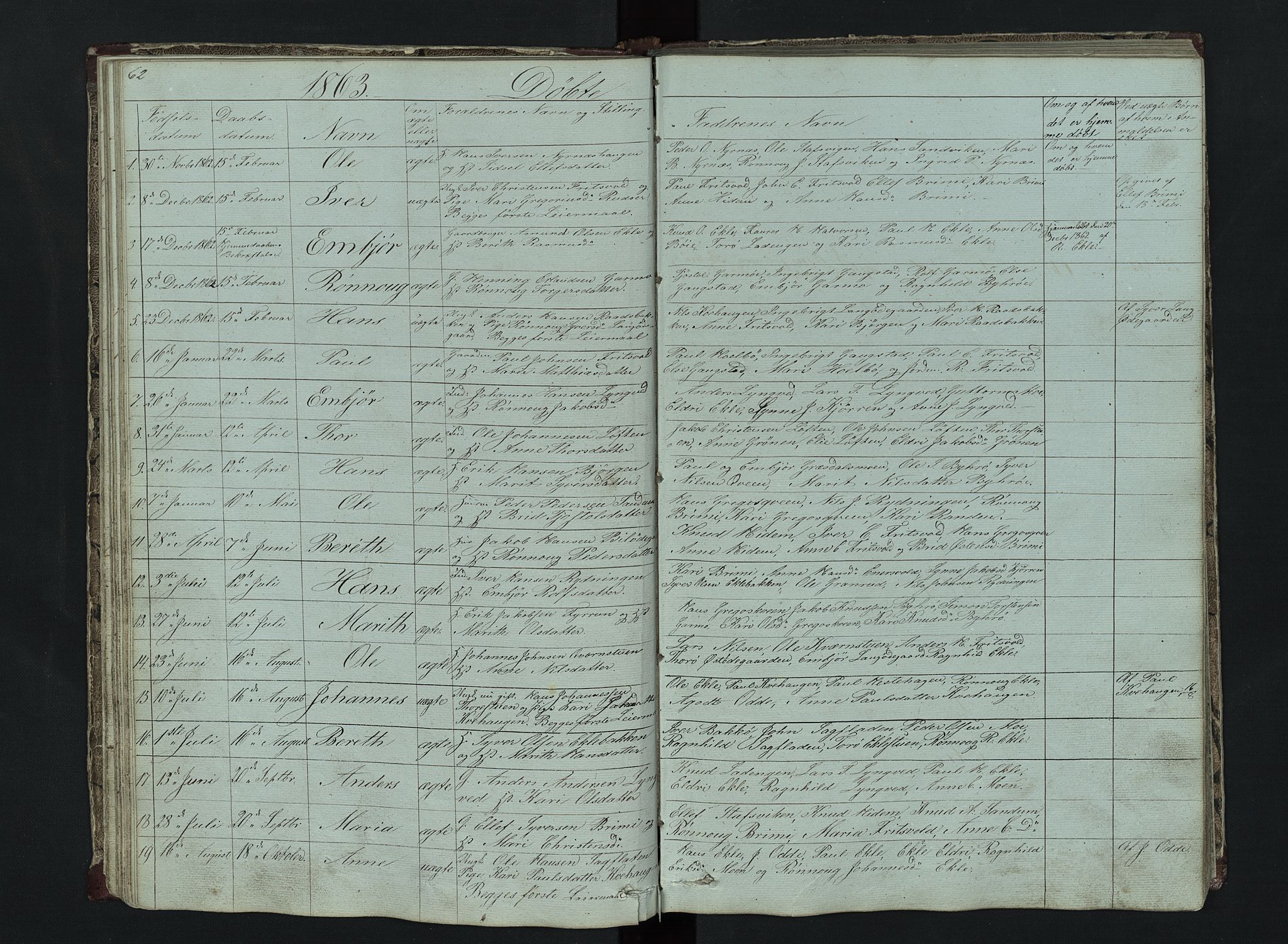 Lom prestekontor, SAH/PREST-070/L/L0014: Parish register (copy) no. 14, 1845-1876, p. 62-63