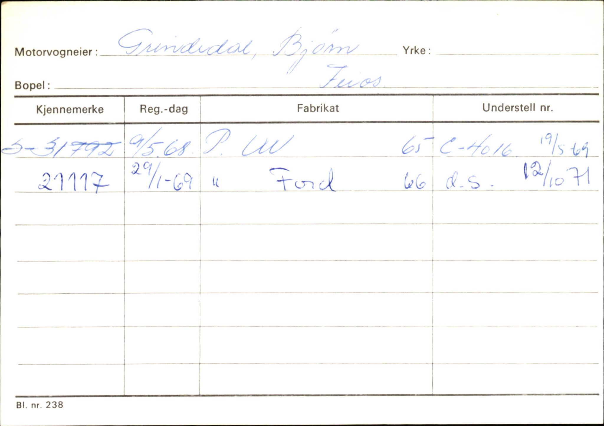 Statens vegvesen, Sogn og Fjordane vegkontor, AV/SAB-A-5301/4/F/L0126: Eigarregister Fjaler M-Å. Leikanger A-Å, 1945-1975, p. 1237