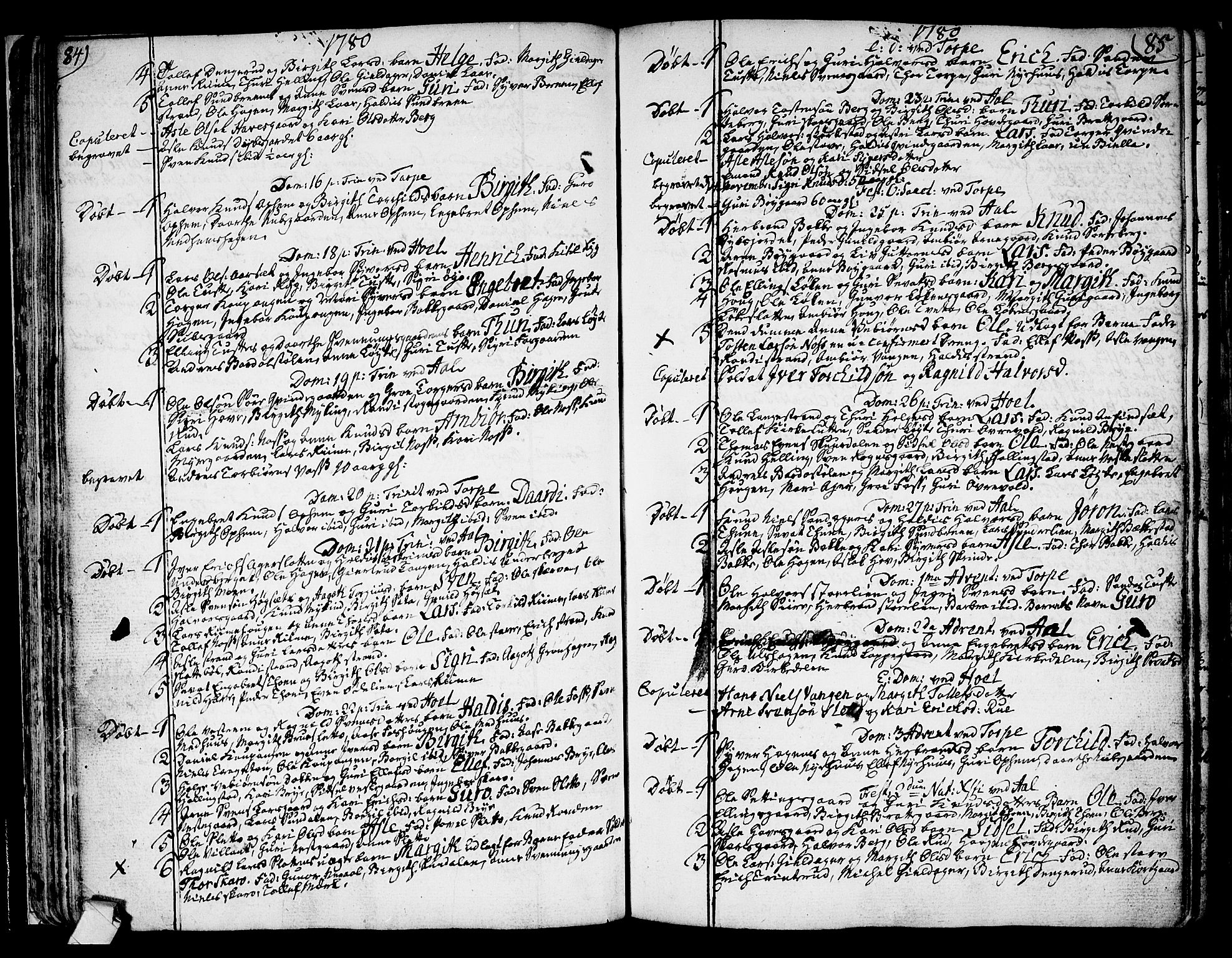 Ål kirkebøker, AV/SAKO-A-249/F/Fa/L0002: Parish register (official) no. I 2, 1771-1806, p. 84-85