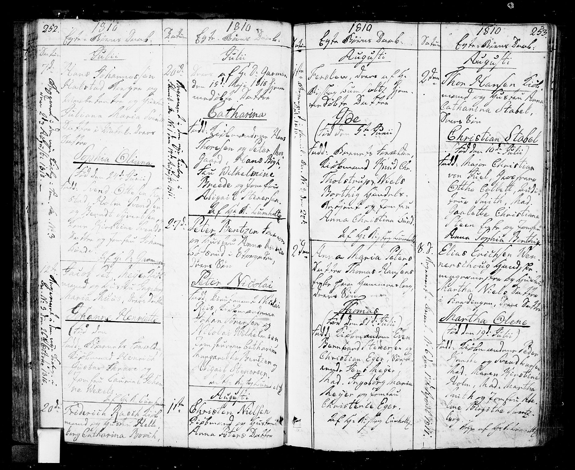 Oslo domkirke Kirkebøker, AV/SAO-A-10752/F/Fa/L0006: Parish register (official) no. 6, 1807-1817, p. 252-253