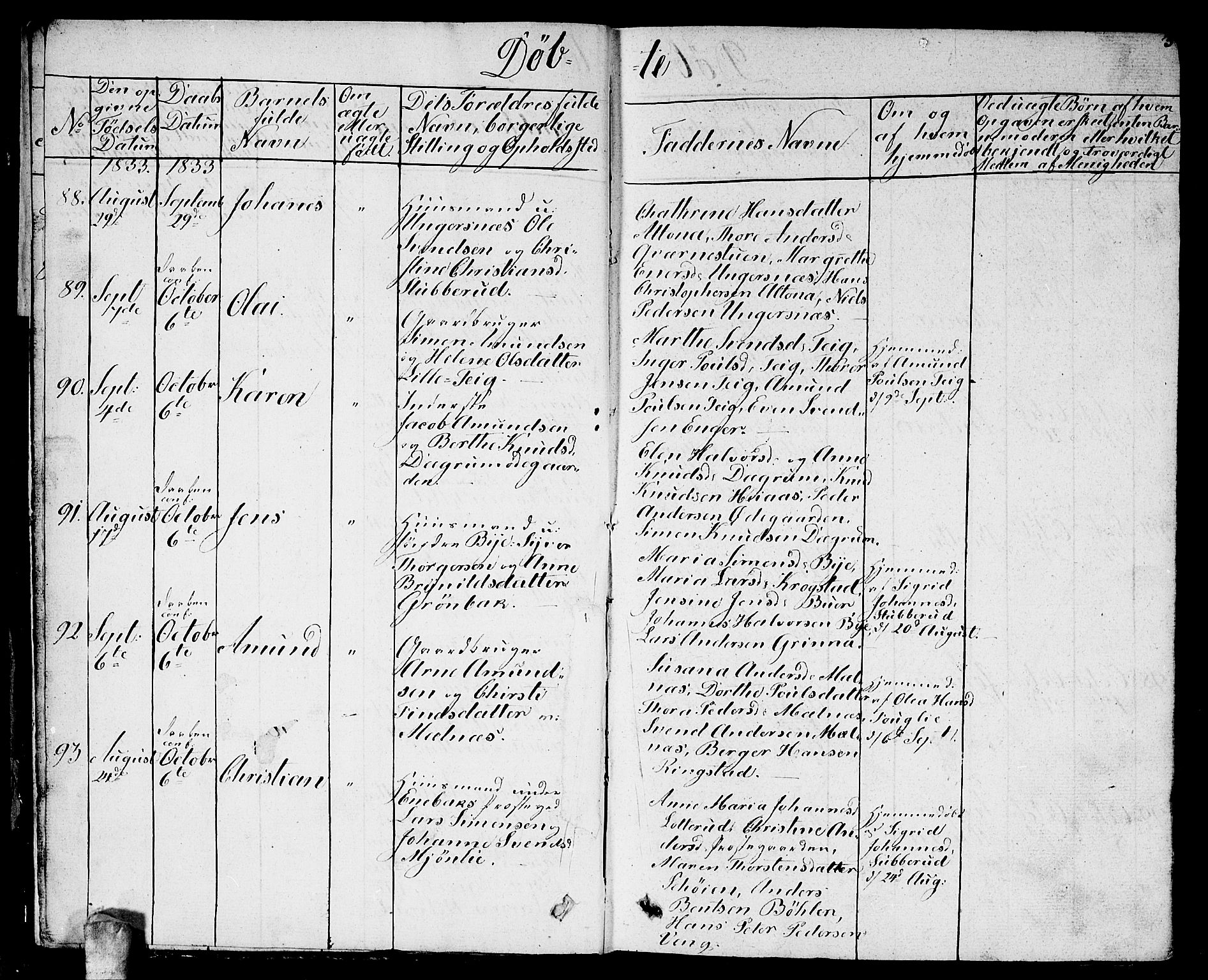 Enebakk prestekontor Kirkebøker, SAO/A-10171c/G/Ga/L0003: Parish register (copy) no. I 3, 1833-1849, p. 3