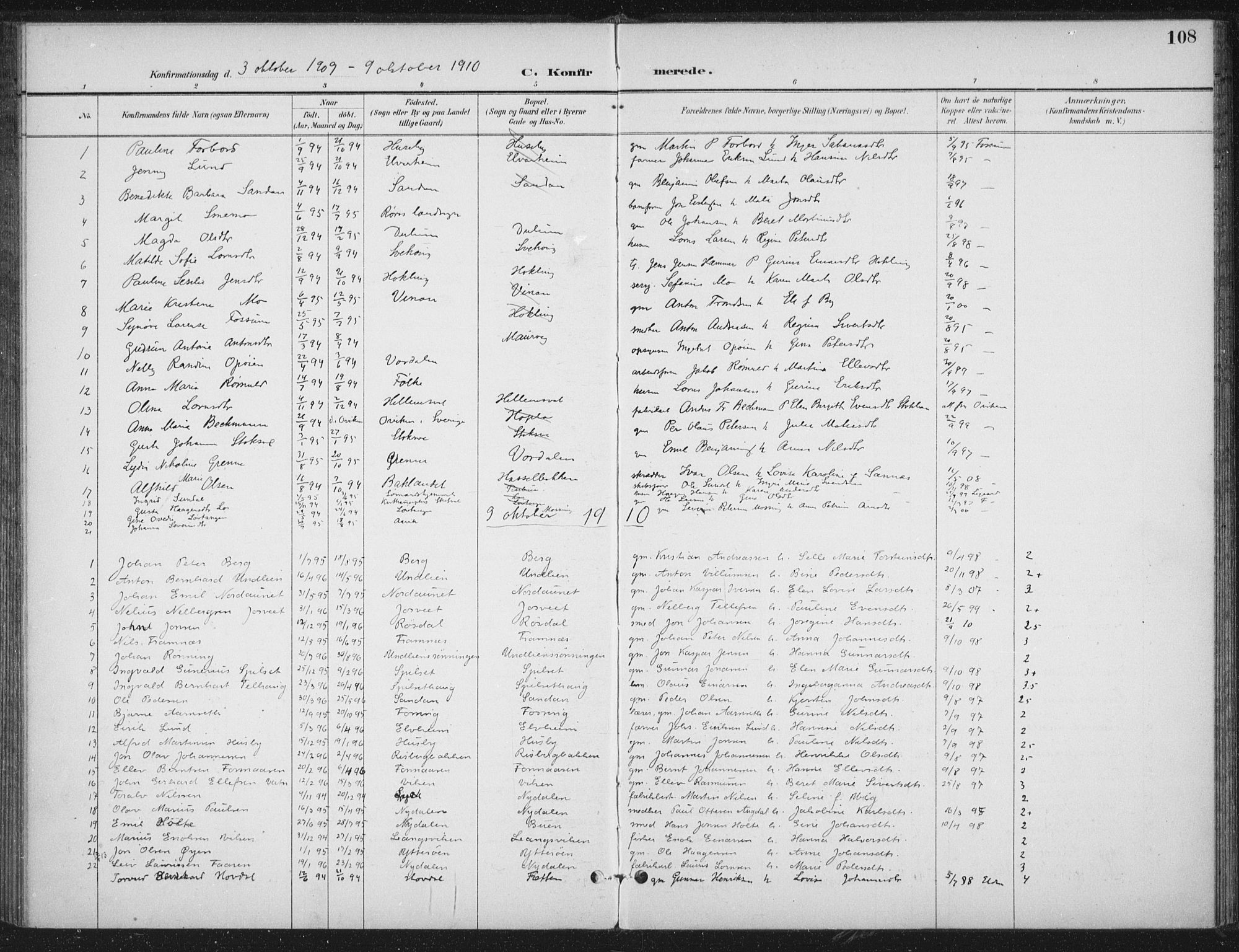 Ministerialprotokoller, klokkerbøker og fødselsregistre - Nord-Trøndelag, SAT/A-1458/714/L0131: Parish register (official) no. 714A02, 1896-1918, p. 108