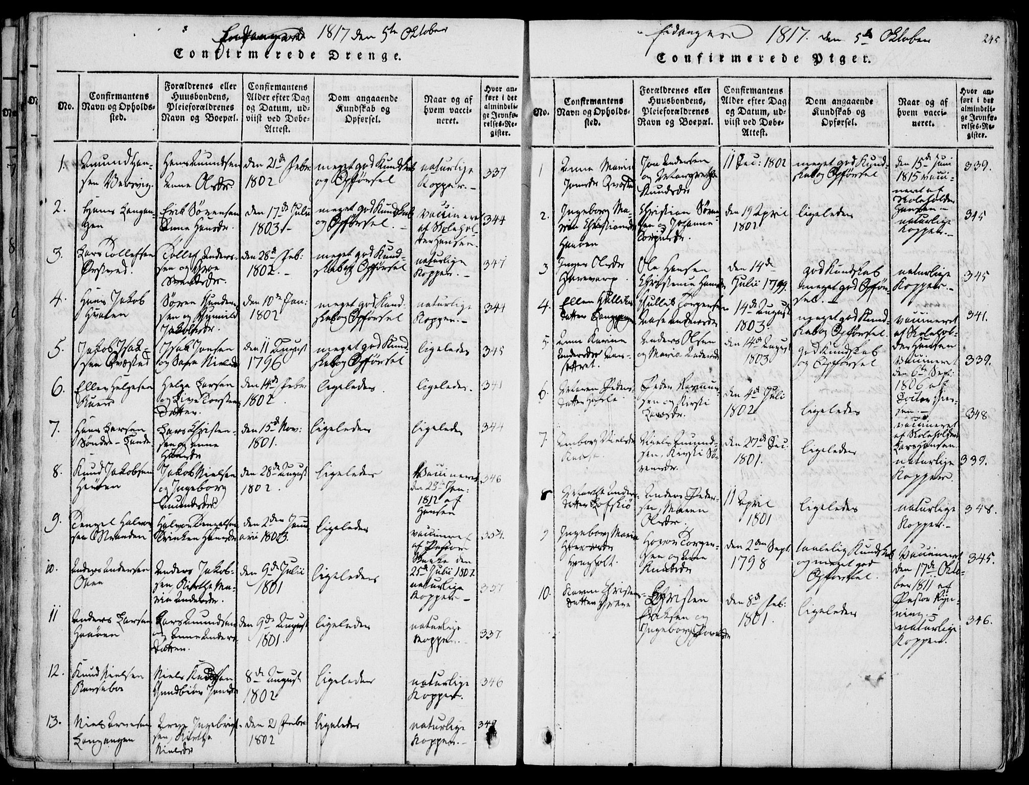 Eidanger kirkebøker, SAKO/A-261/F/Fa/L0007: Parish register (official) no. 7, 1814-1831, p. 245