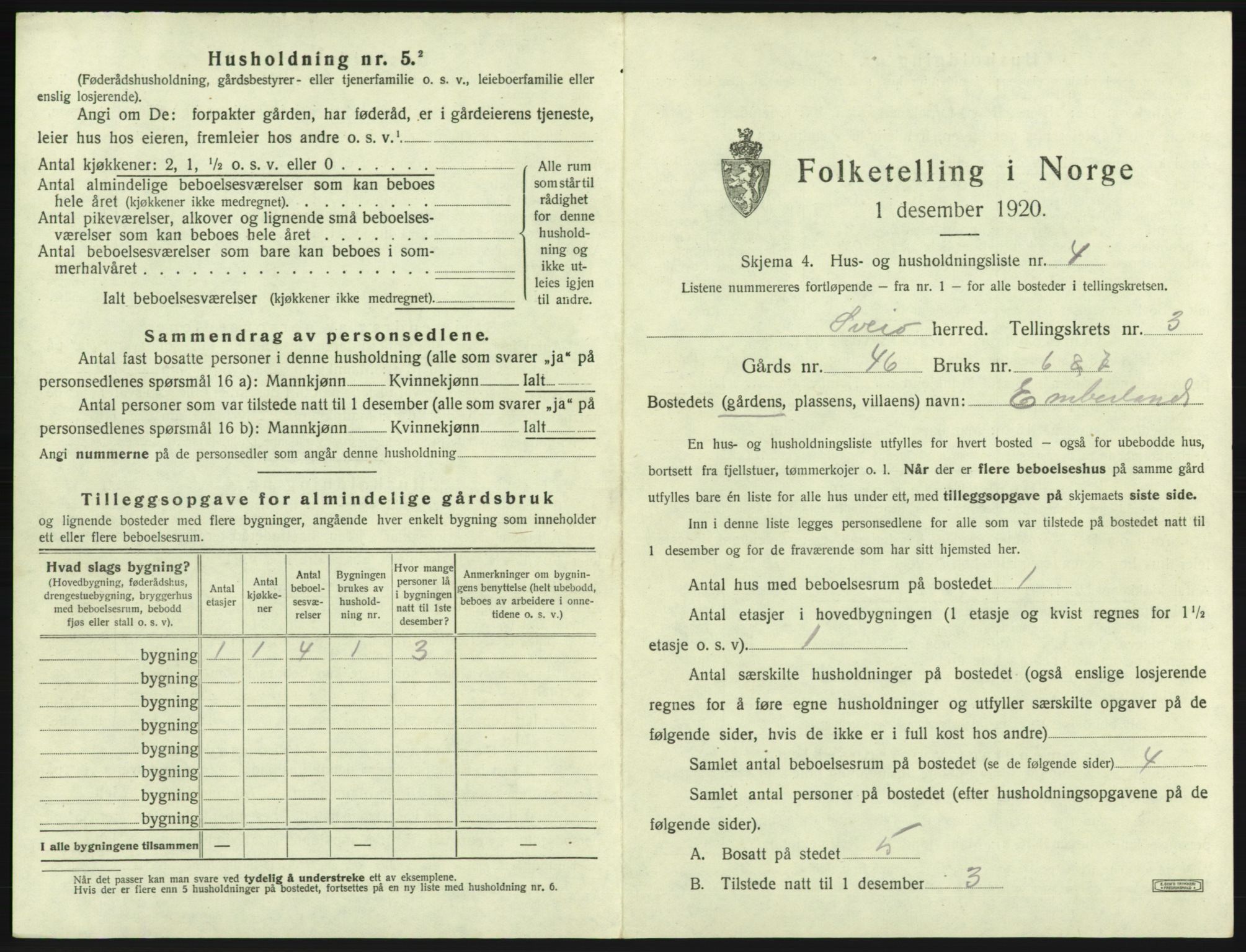 SAB, 1920 census for Sveio, 1920, p. 162