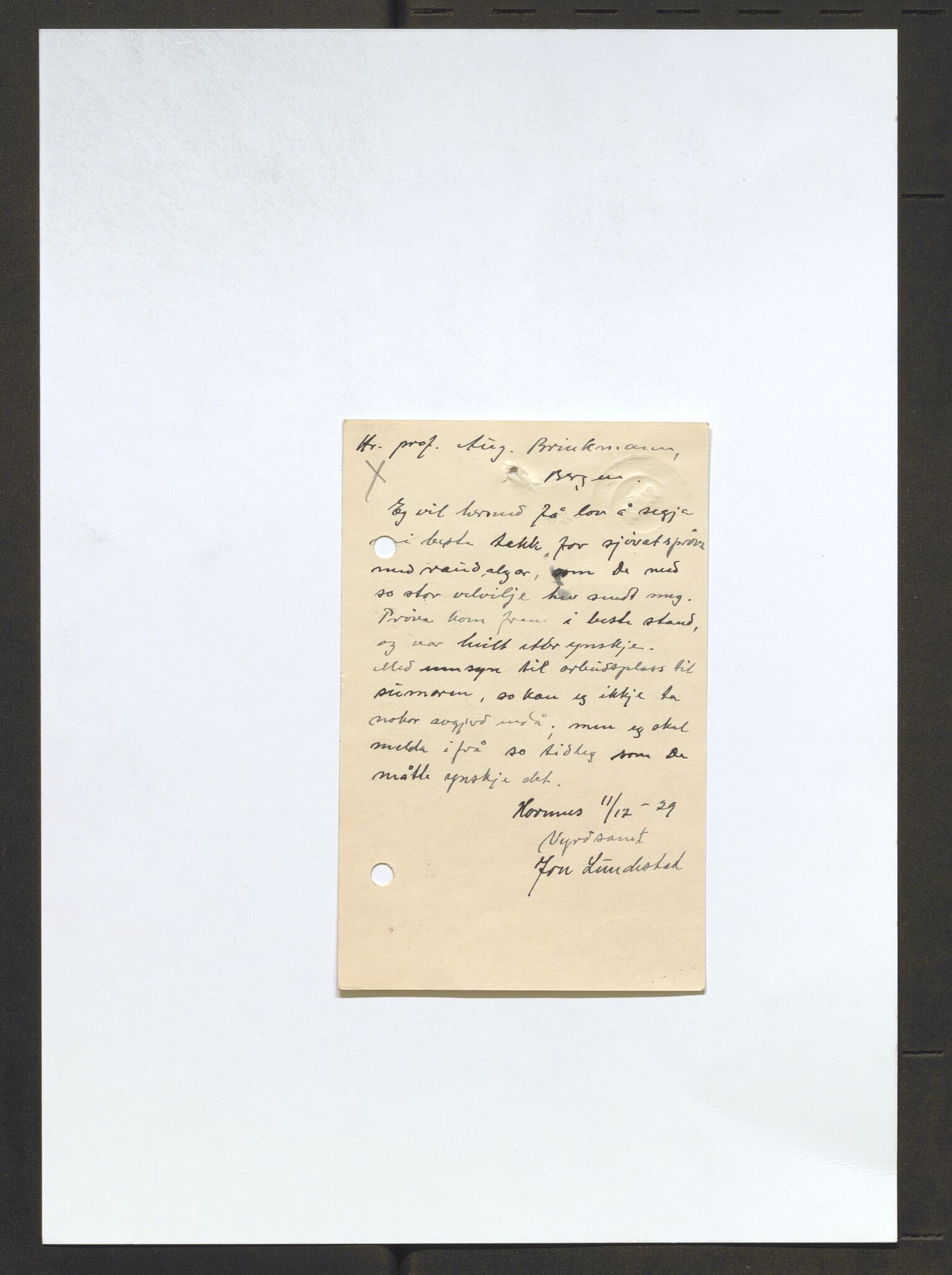Bergens Museum, AV/SAB-A-17301/13/D/L0002: Korrespondanse , 1928-1940, p. 147