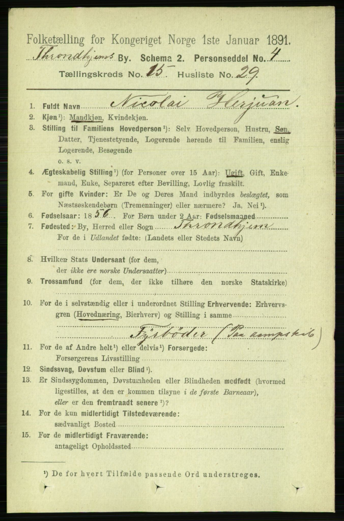 RA, 1891 census for 1601 Trondheim, 1891, p. 11926