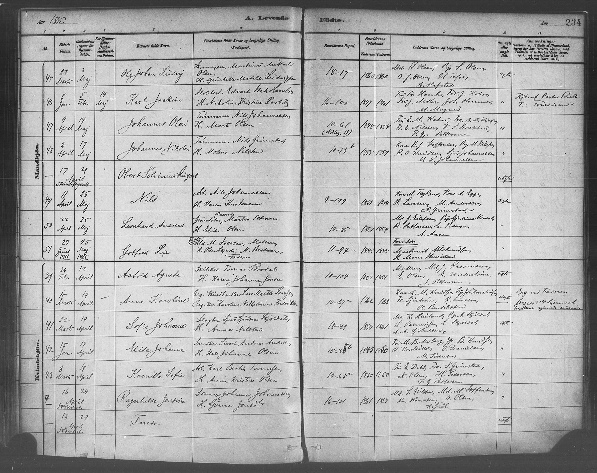Domkirken sokneprestembete, SAB/A-74801/H/Haa/L0023: Parish register (official) no. B 6, 1879-1887, p. 234