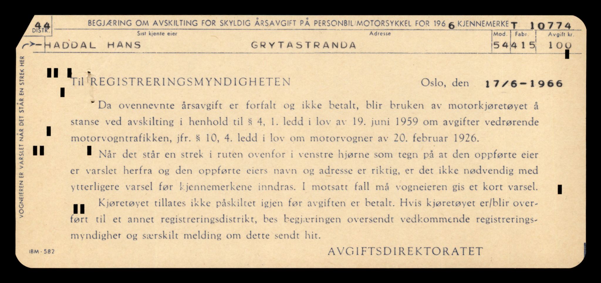 Møre og Romsdal vegkontor - Ålesund trafikkstasjon, AV/SAT-A-4099/F/Fe/L0023: Registreringskort for kjøretøy T 10695 - T 10809, 1927-1998, p. 2181