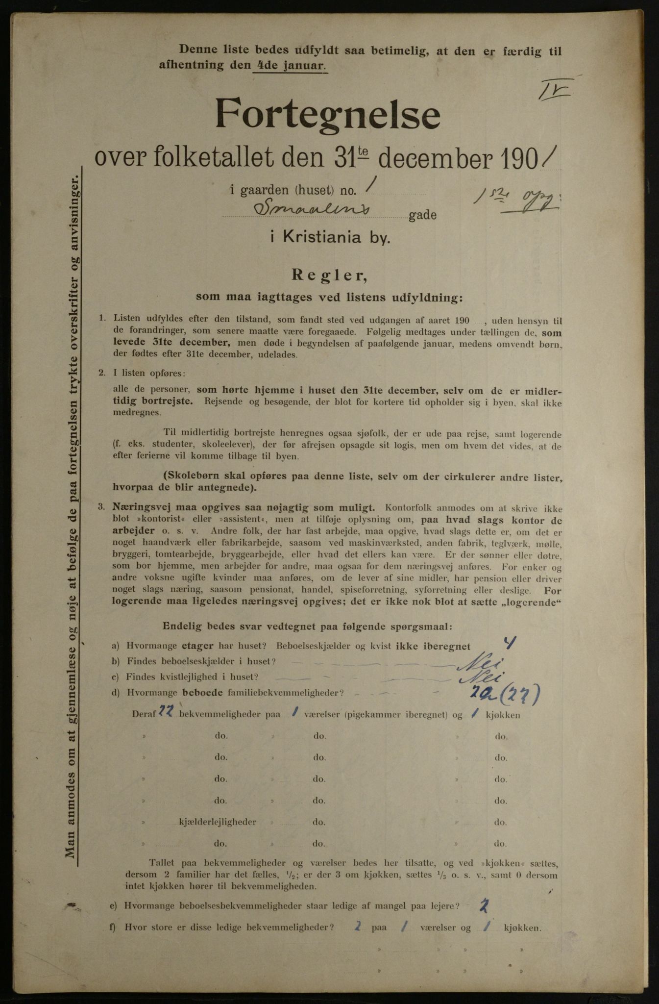 OBA, Municipal Census 1901 for Kristiania, 1901, p. 15052