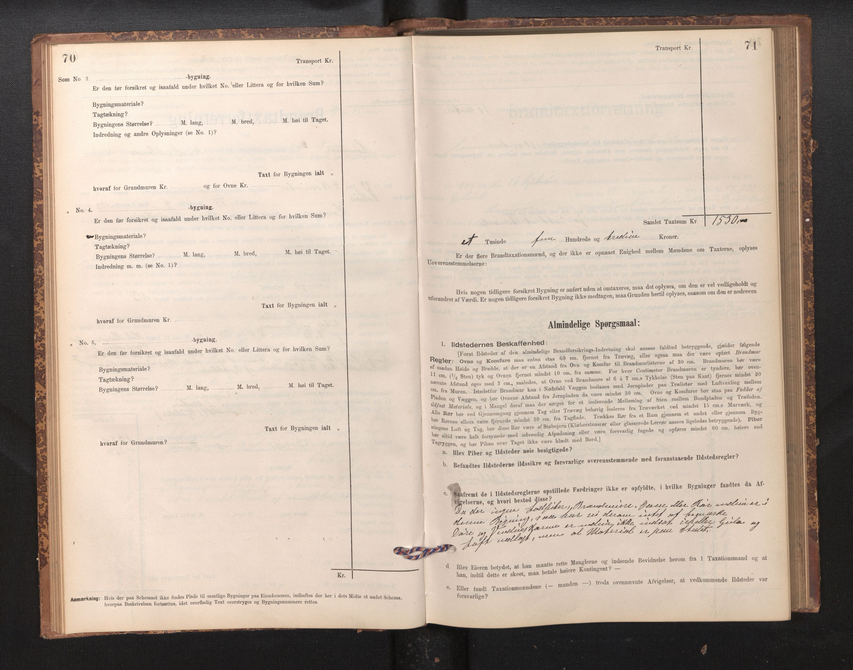 Lensmannen i Hamre, SAB/A-32601/0012/L0004: Branntakstprotokoll, skjematakst, 1895-1920, p. 70-71