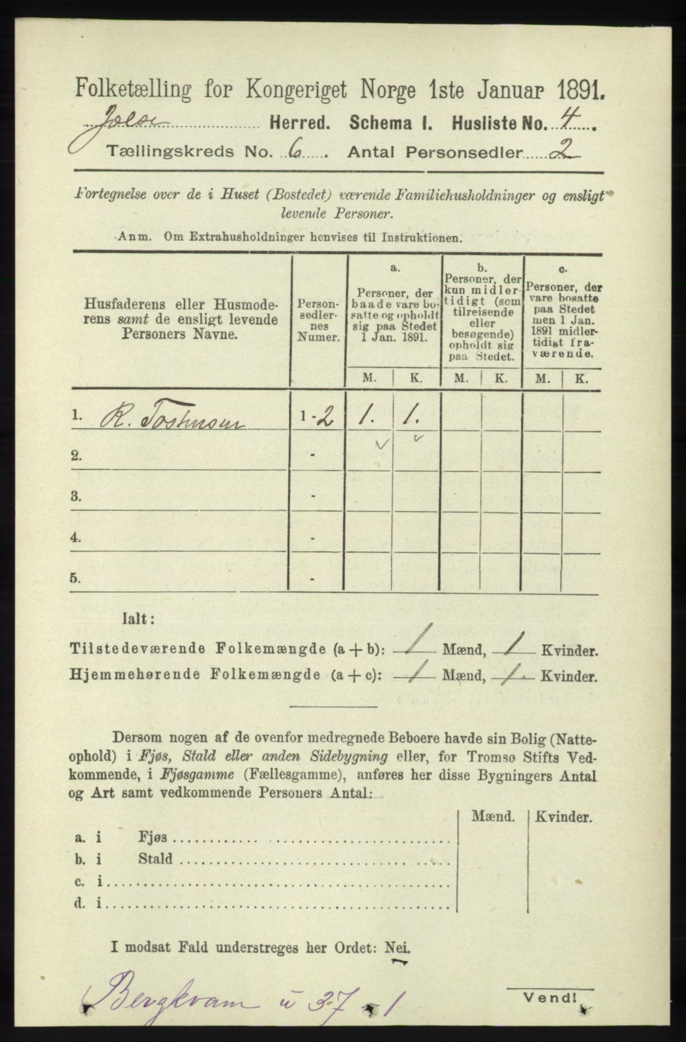 RA, 1891 census for 1138 Jelsa, 1891, p. 1157