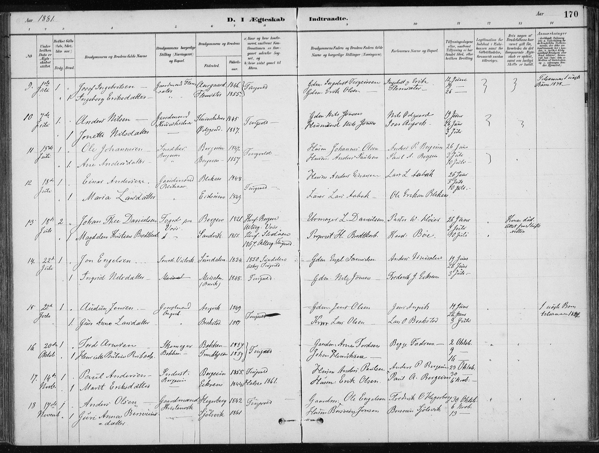 Ministerialprotokoller, klokkerbøker og fødselsregistre - Møre og Romsdal, AV/SAT-A-1454/586/L0987: Parish register (official) no. 586A13, 1879-1892, p. 170