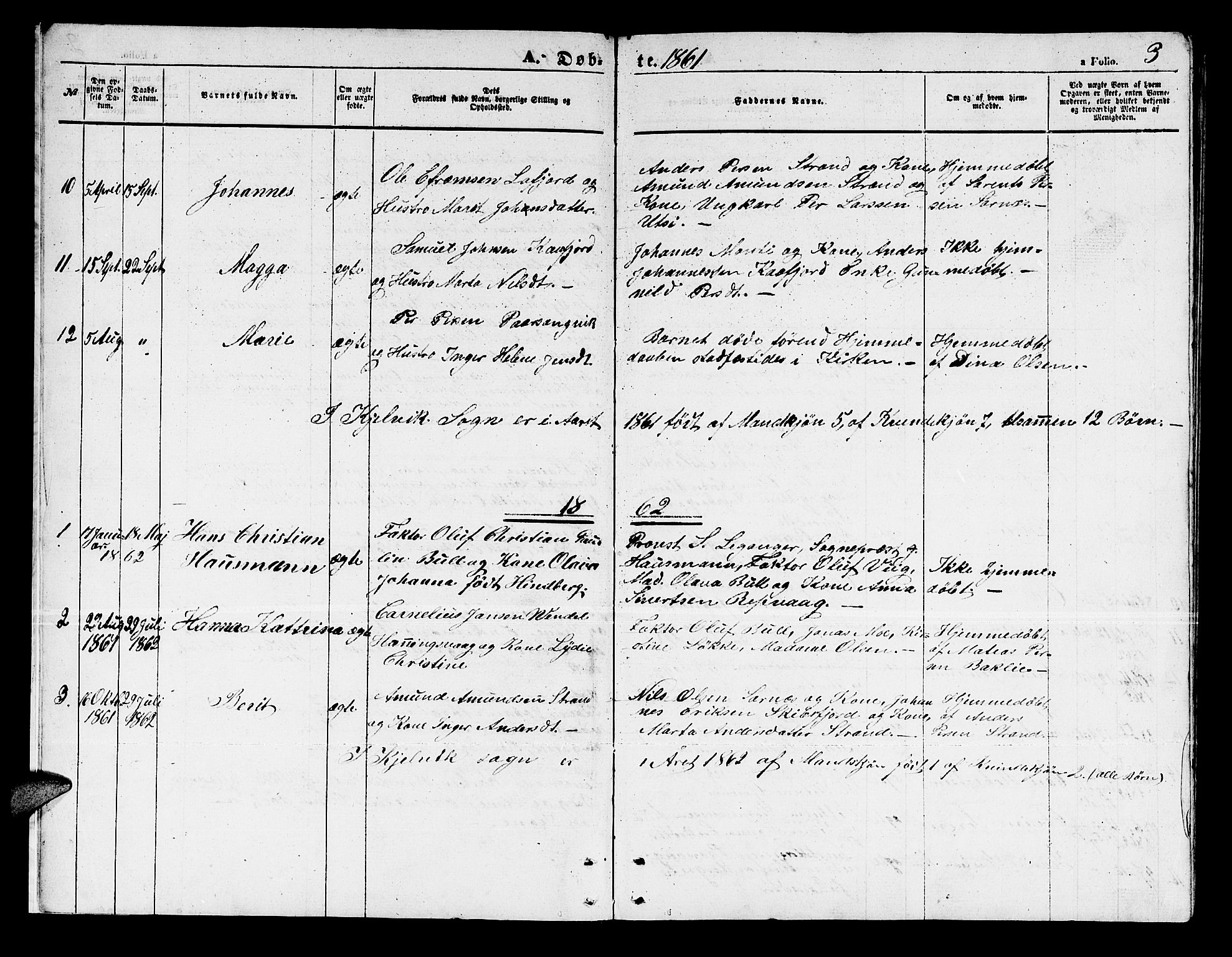Måsøy sokneprestkontor, SATØ/S-1348/H/Hb/L0003klokker: Parish register (copy) no. 3, 1861-1886, p. 3
