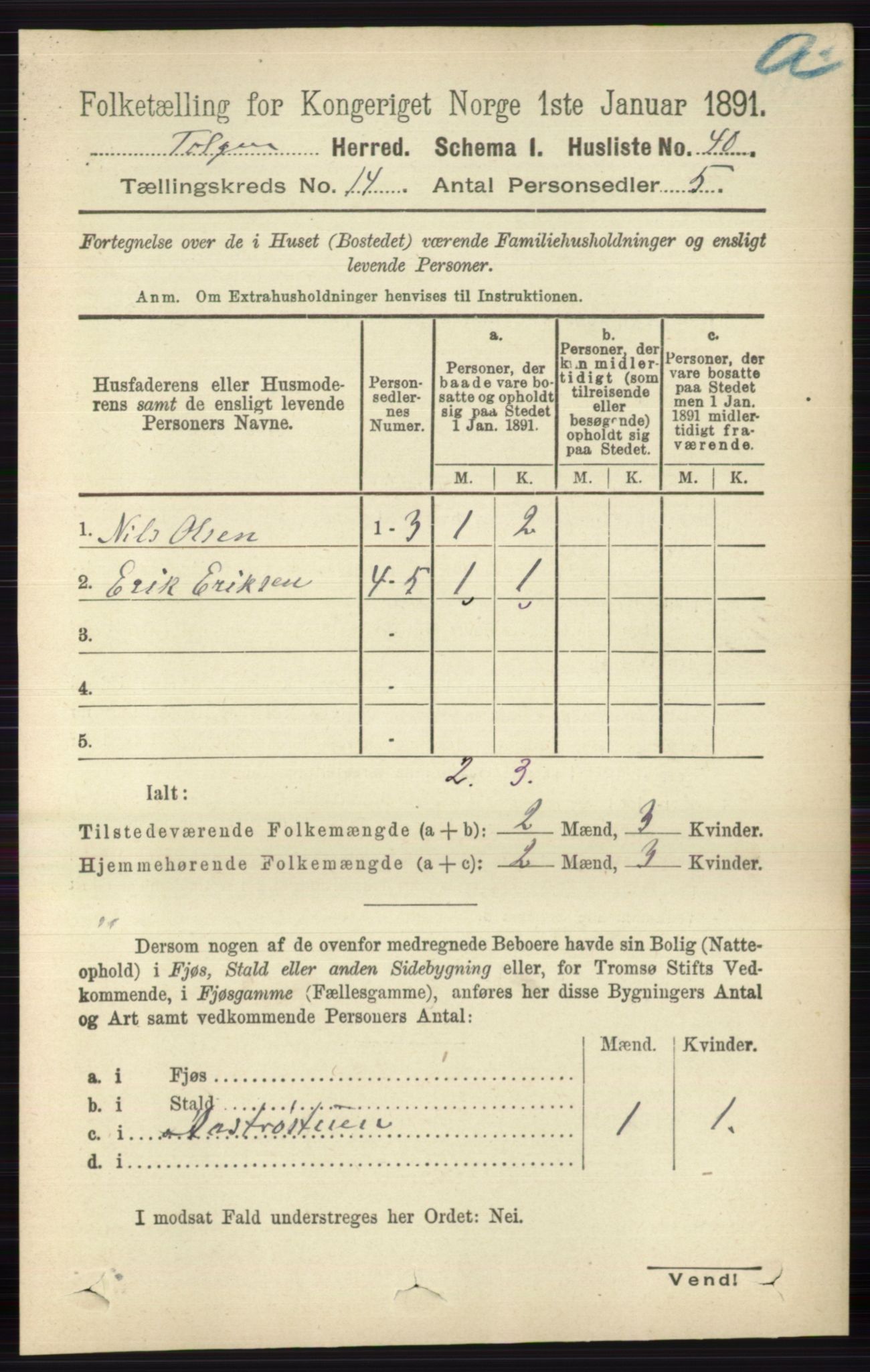 RA, 1891 census for 0436 Tolga, 1891, p. 4120