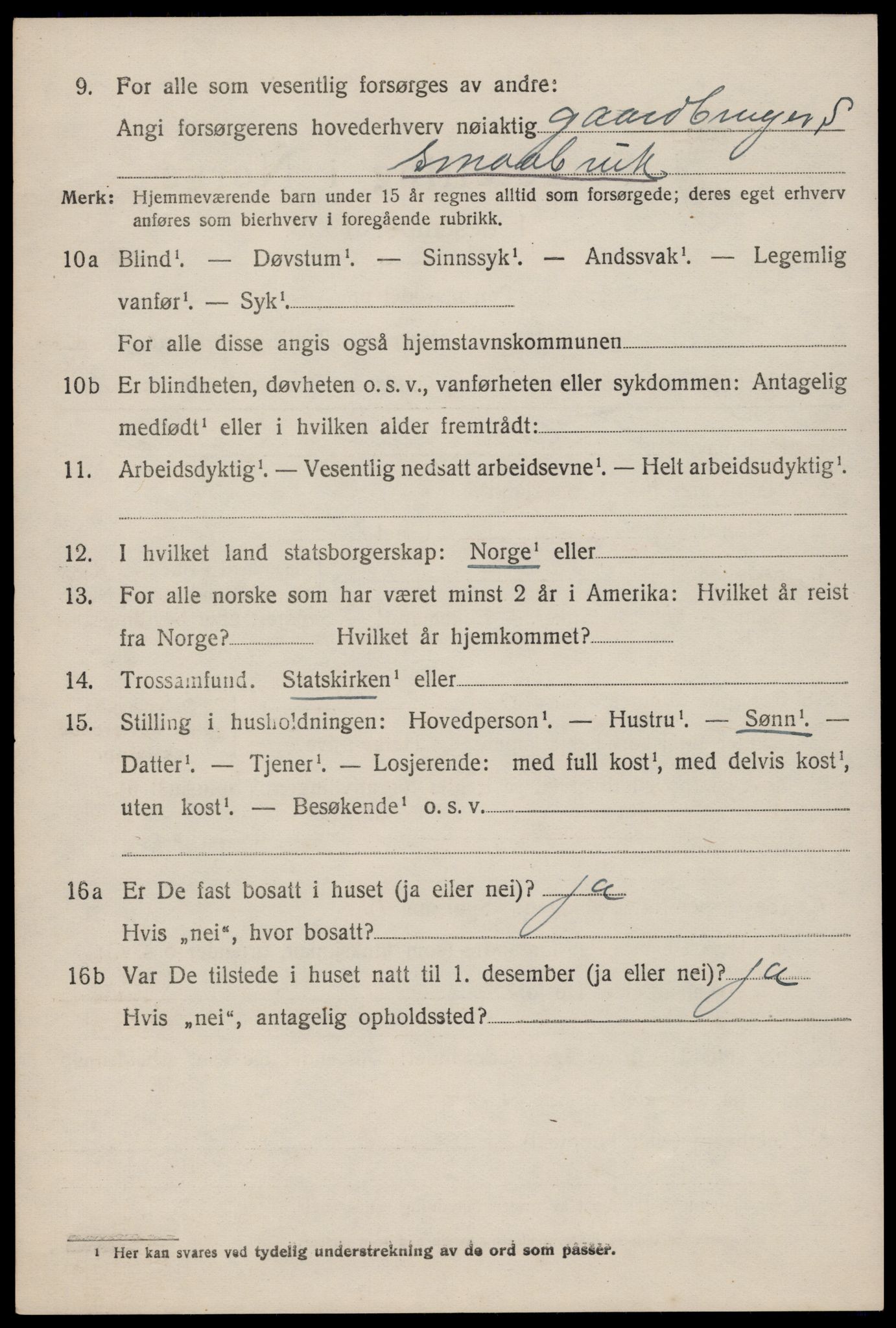 SAST, 1920 census for Tysvær, 1920, p. 2825