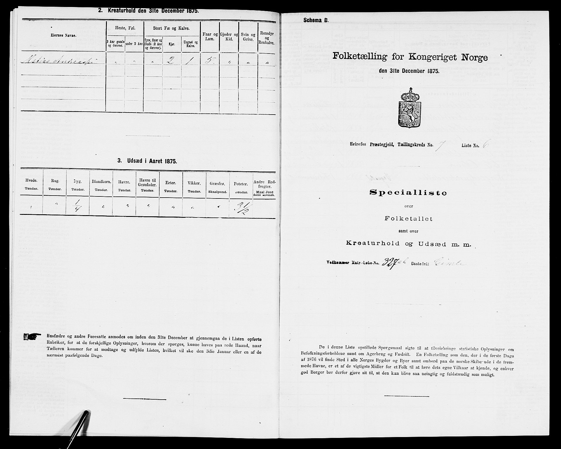 SAK, 1875 census for 0933P Herefoss, 1875, p. 573