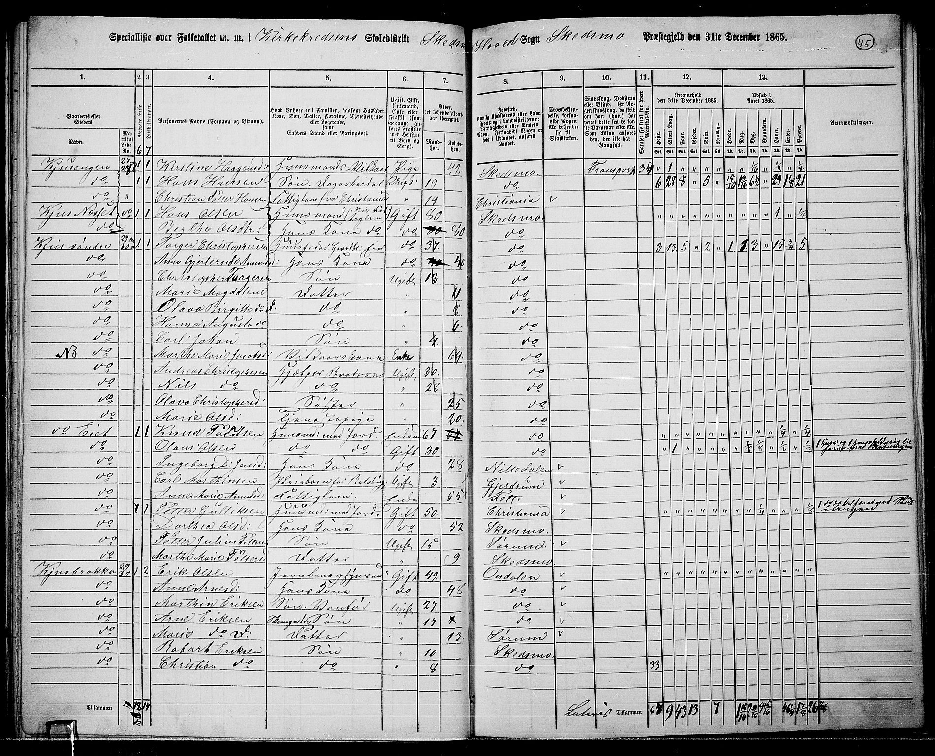 RA, 1865 census for Skedsmo, 1865, p. 41