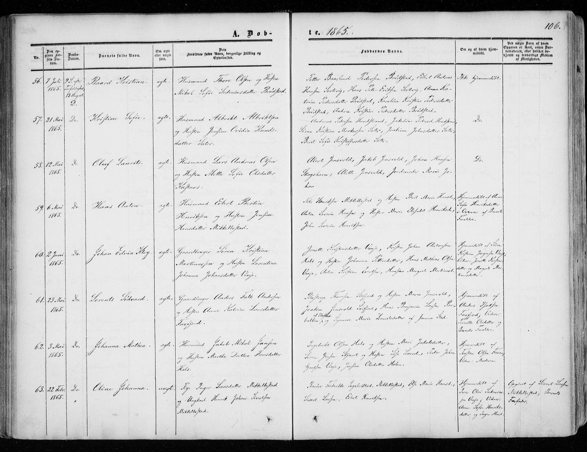 Tranøy sokneprestkontor, AV/SATØ-S-1313/I/Ia/Iaa/L0007kirke: Parish register (official) no. 7, 1856-1866, p. 106