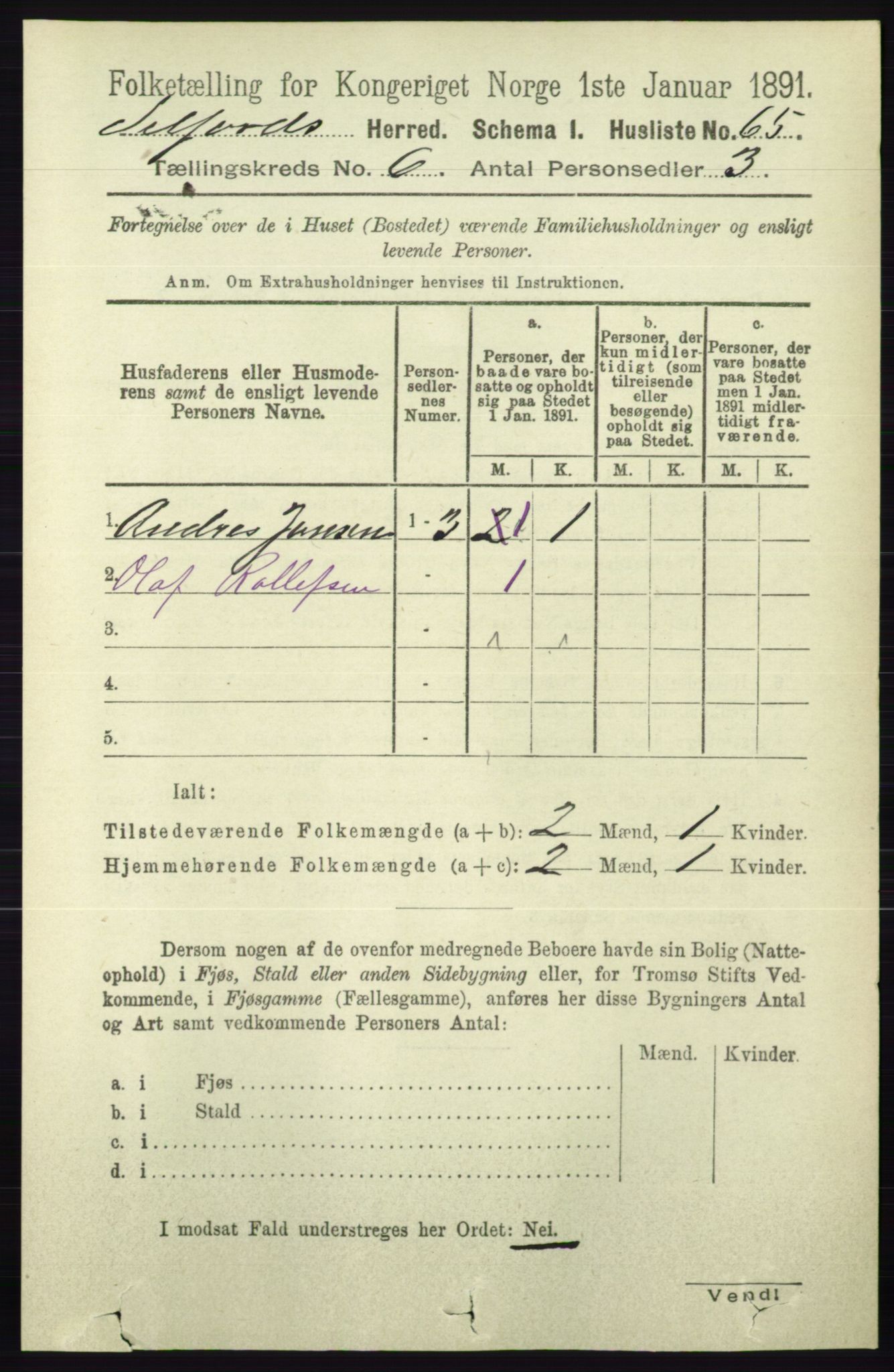 RA, 1891 census for 0828 Seljord, 1891, p. 2203