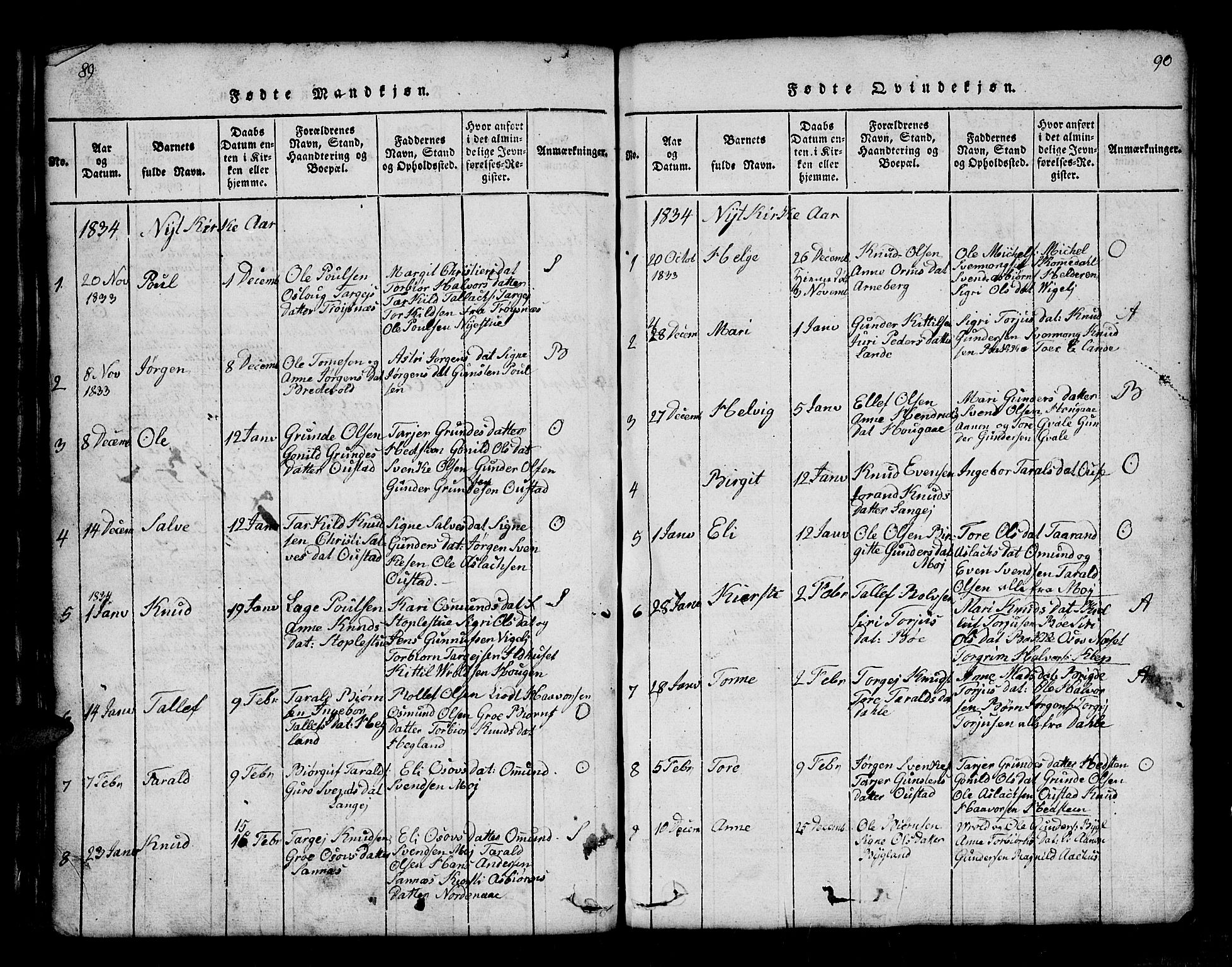 Bygland sokneprestkontor, SAK/1111-0006/F/Fb/Fbb/L0001: Parish register (copy) no. B 1, 1816-1843, p. 90-91