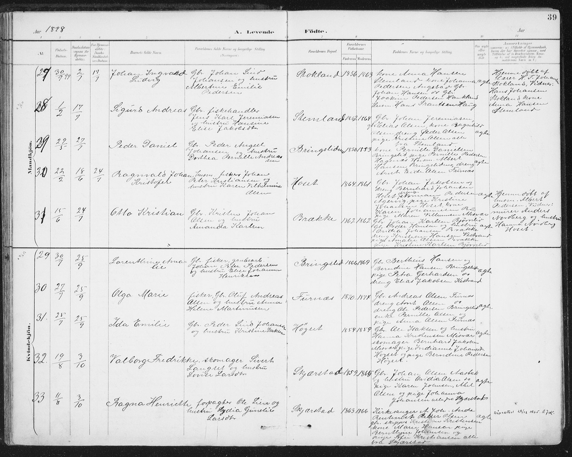 Ministerialprotokoller, klokkerbøker og fødselsregistre - Nordland, AV/SAT-A-1459/852/L0741: Parish register (official) no. 852A11, 1894-1917, p. 39