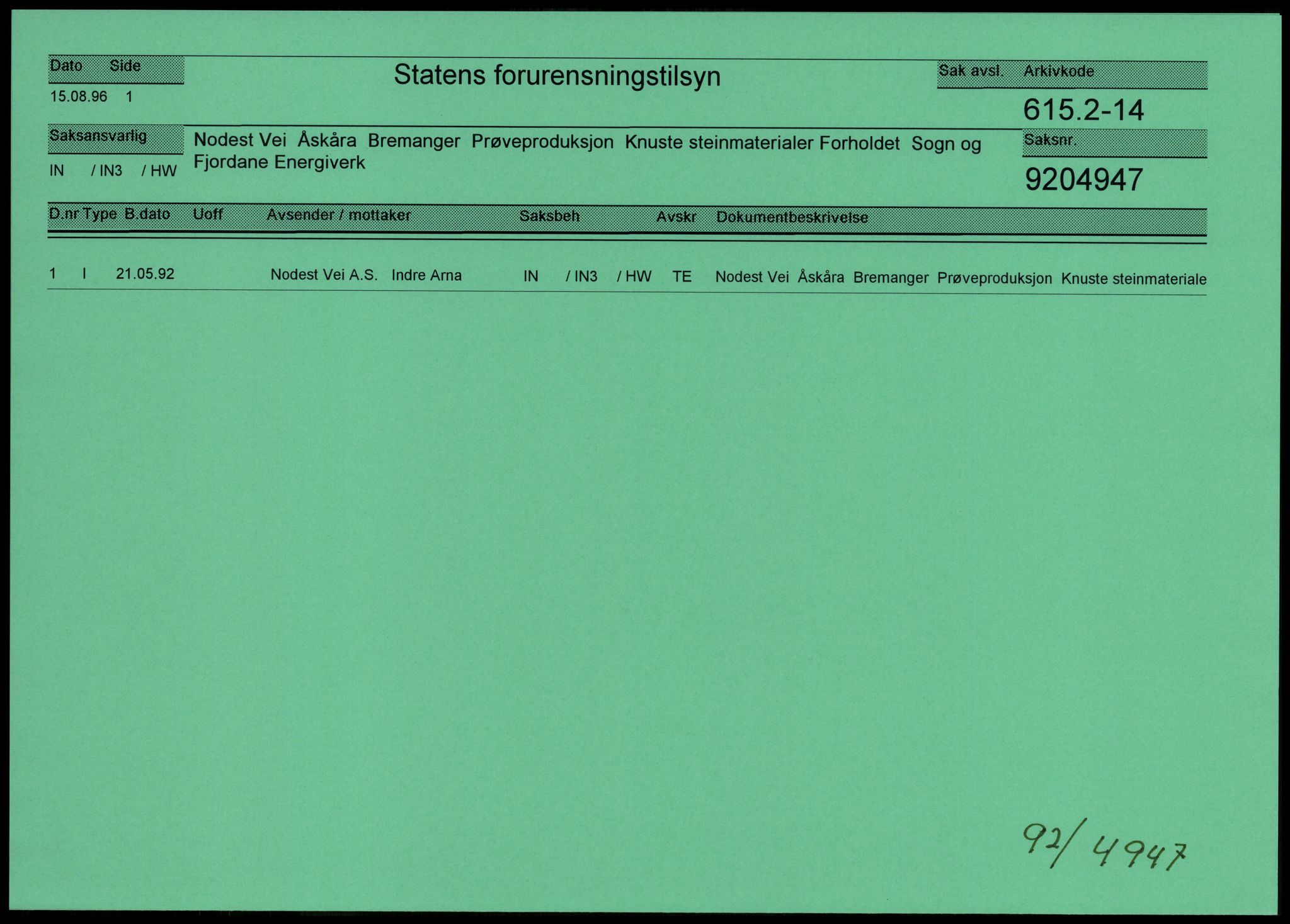 Statens forurensningstilsyn, hovedkontoret, AV/RA-S-4136/1/D/Da/L1368: Kommunalt avløpsvann, slam og avfall, vannforsyning, analyse, akvakultur og produktkontroll, 1983-1993, p. 139