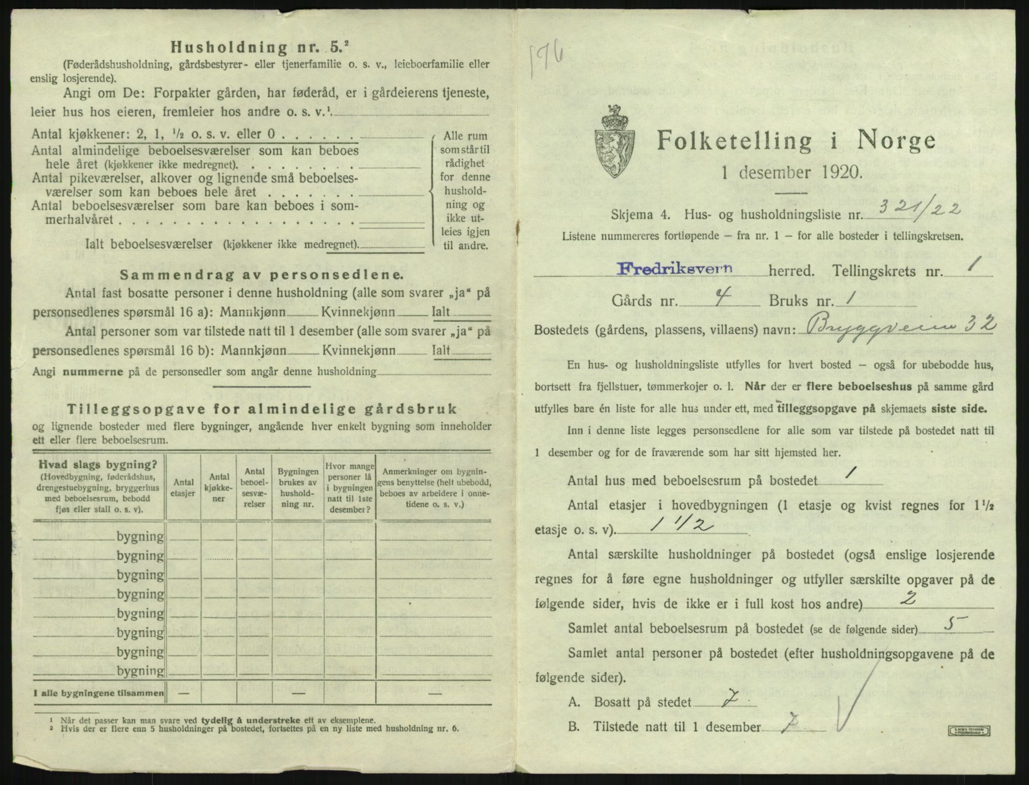 SAKO, 1920 census for Fredriksvern, 1920, p. 375