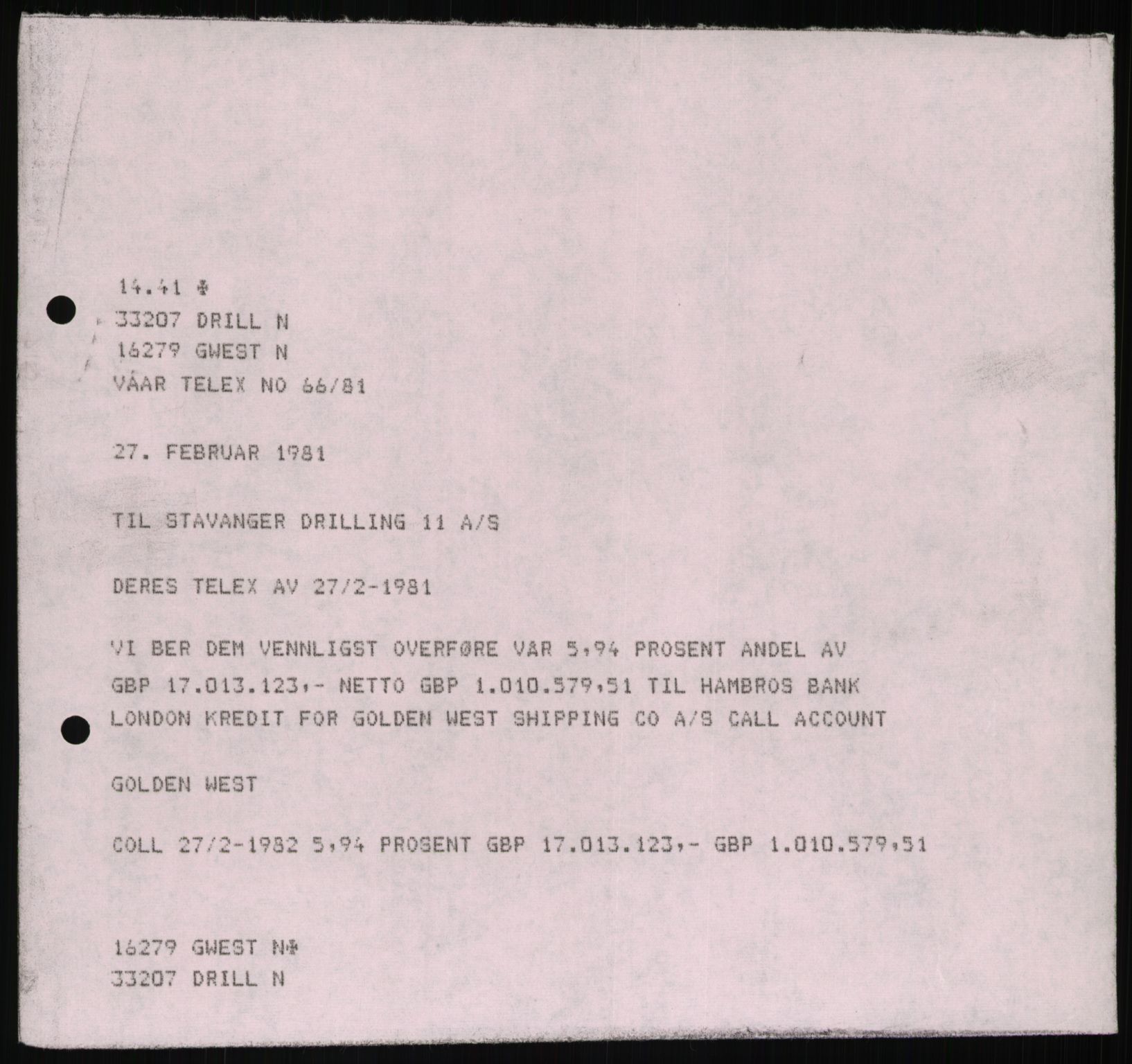 Pa 1503 - Stavanger Drilling AS, AV/SAST-A-101906/D/L0006: Korrespondanse og saksdokumenter, 1974-1984, p. 185