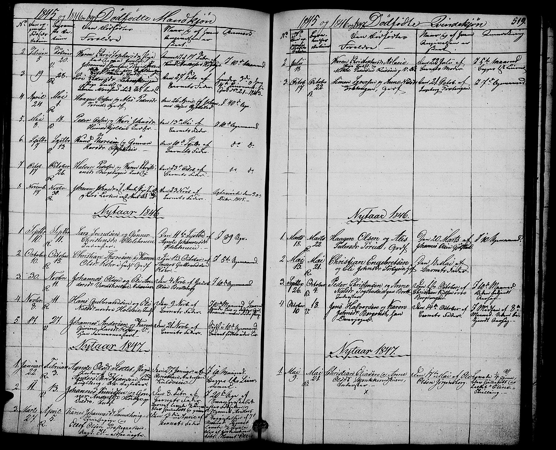 Ringsaker prestekontor, AV/SAH-PREST-014/L/La/L0005: Parish register (copy) no. 5, 1839-1850, p. 519