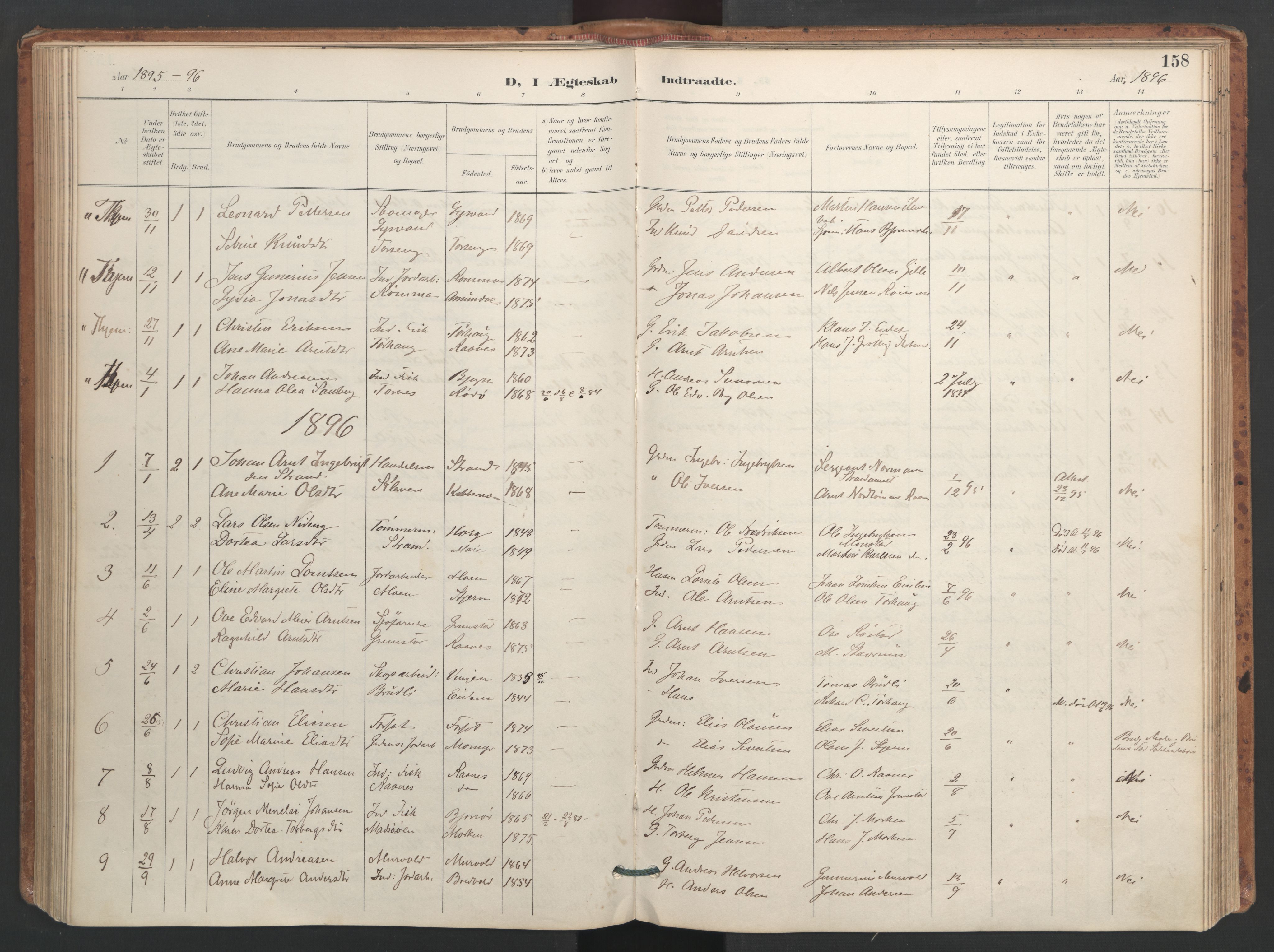 Ministerialprotokoller, klokkerbøker og fødselsregistre - Sør-Trøndelag, SAT/A-1456/655/L0681: Parish register (official) no. 655A10, 1895-1907, p. 158