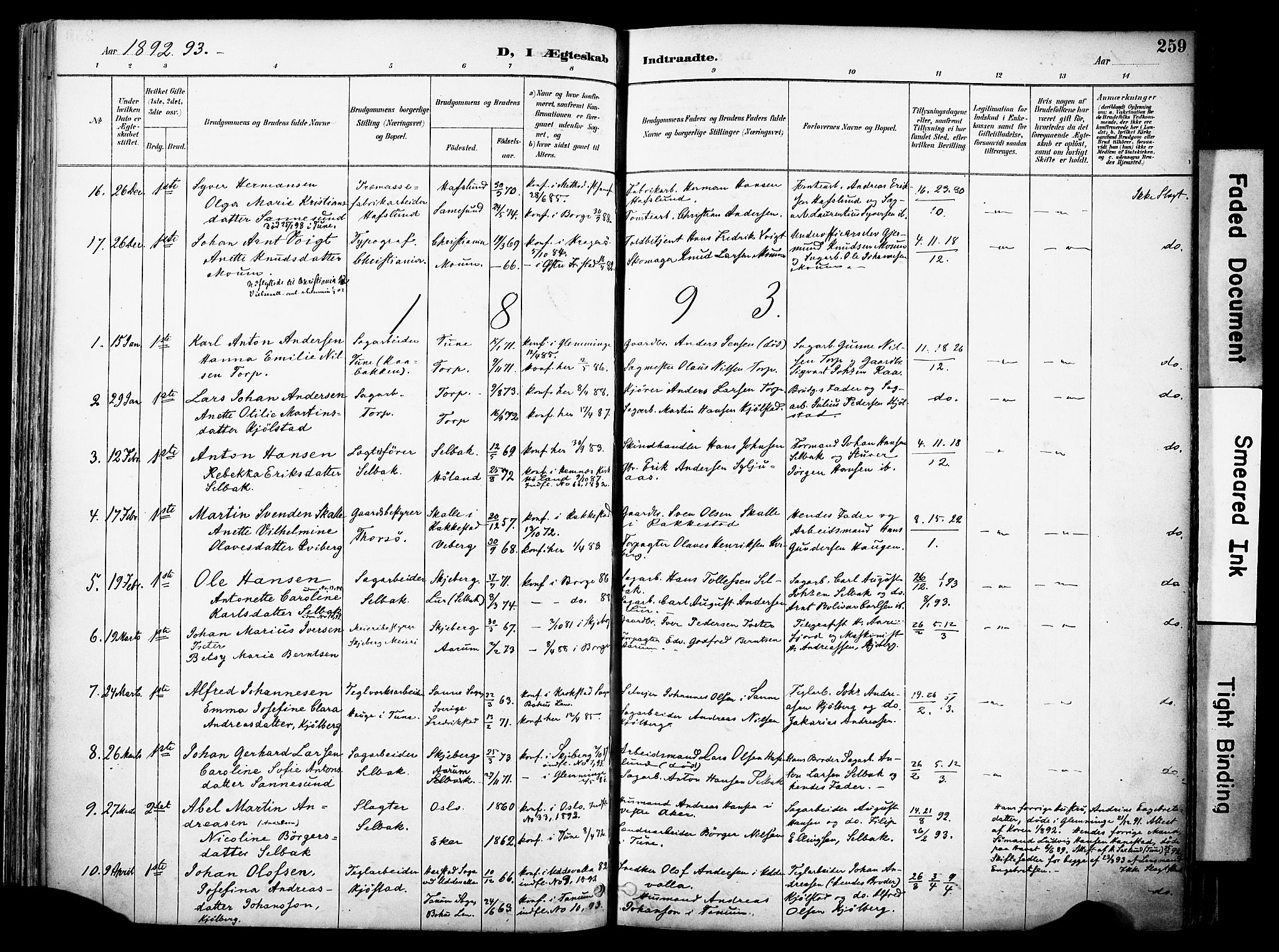 Borge prestekontor Kirkebøker, SAO/A-10903/F/Fa/L0008: Parish register (official) no. I 8B, 1887-1902, p. 259
