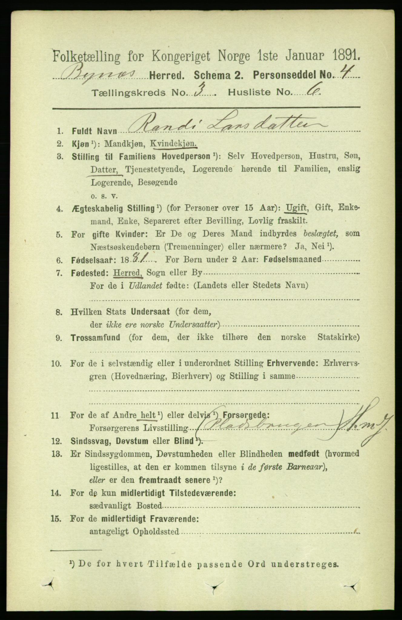 RA, 1891 census for 1655 Byneset, 1891, p. 1319