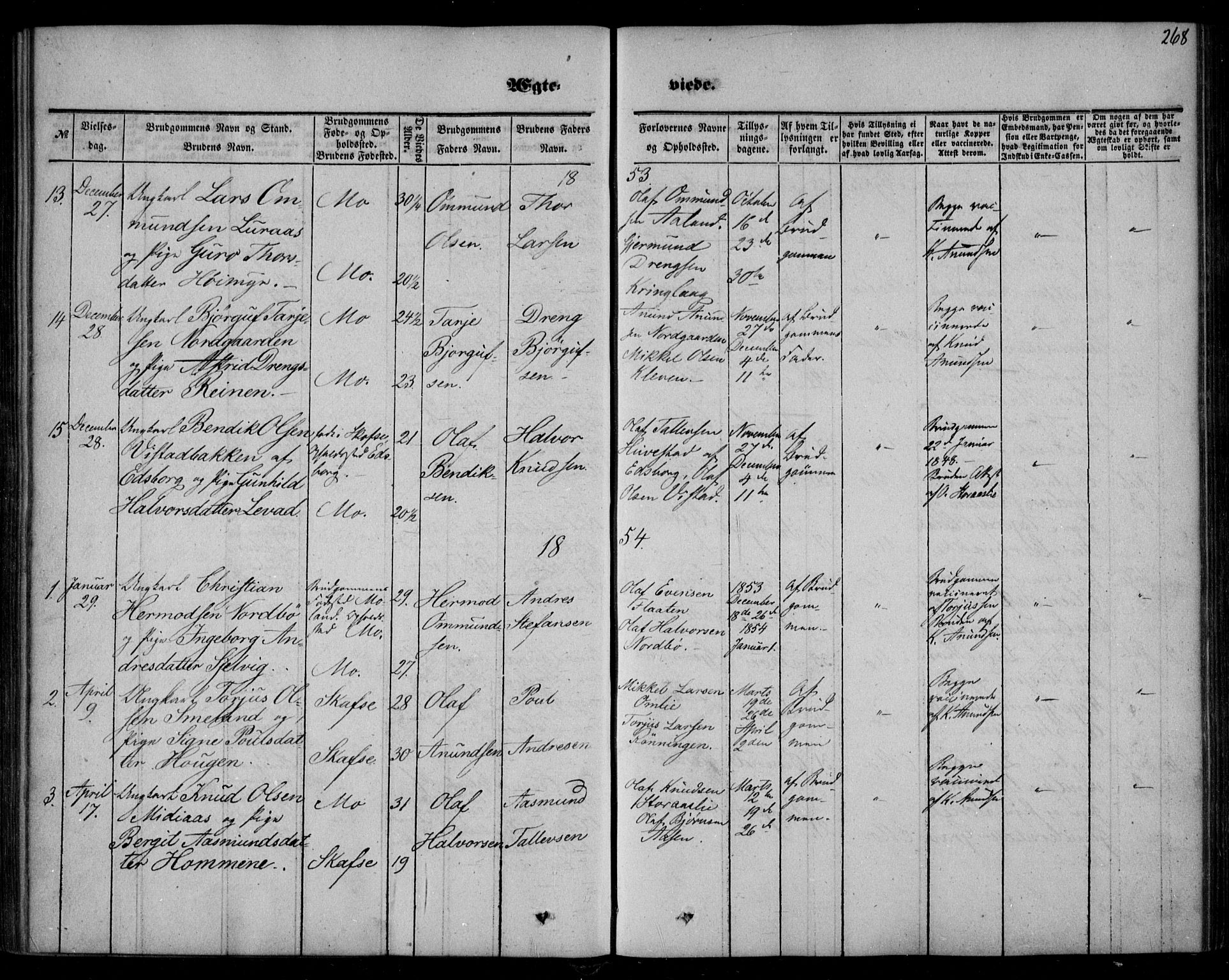 Mo kirkebøker, SAKO/A-286/F/Fa/L0005: Parish register (official) no. I 5, 1844-1864, p. 268