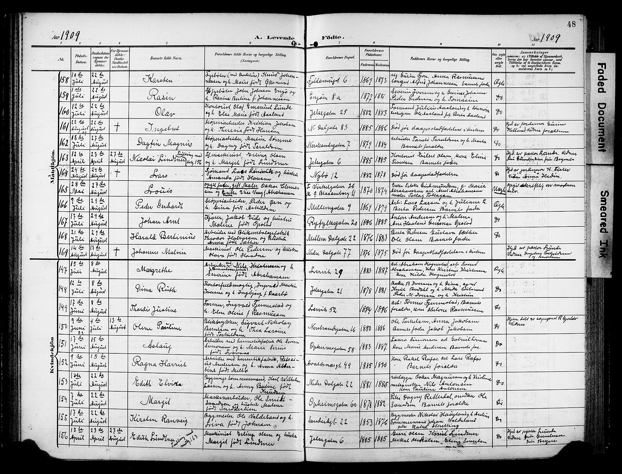 St. Johannes sokneprestkontor, AV/SAST-A-101814/001/30/30BB/L0006: Parish register (copy) no. B 6, 1907-1917, p. 48