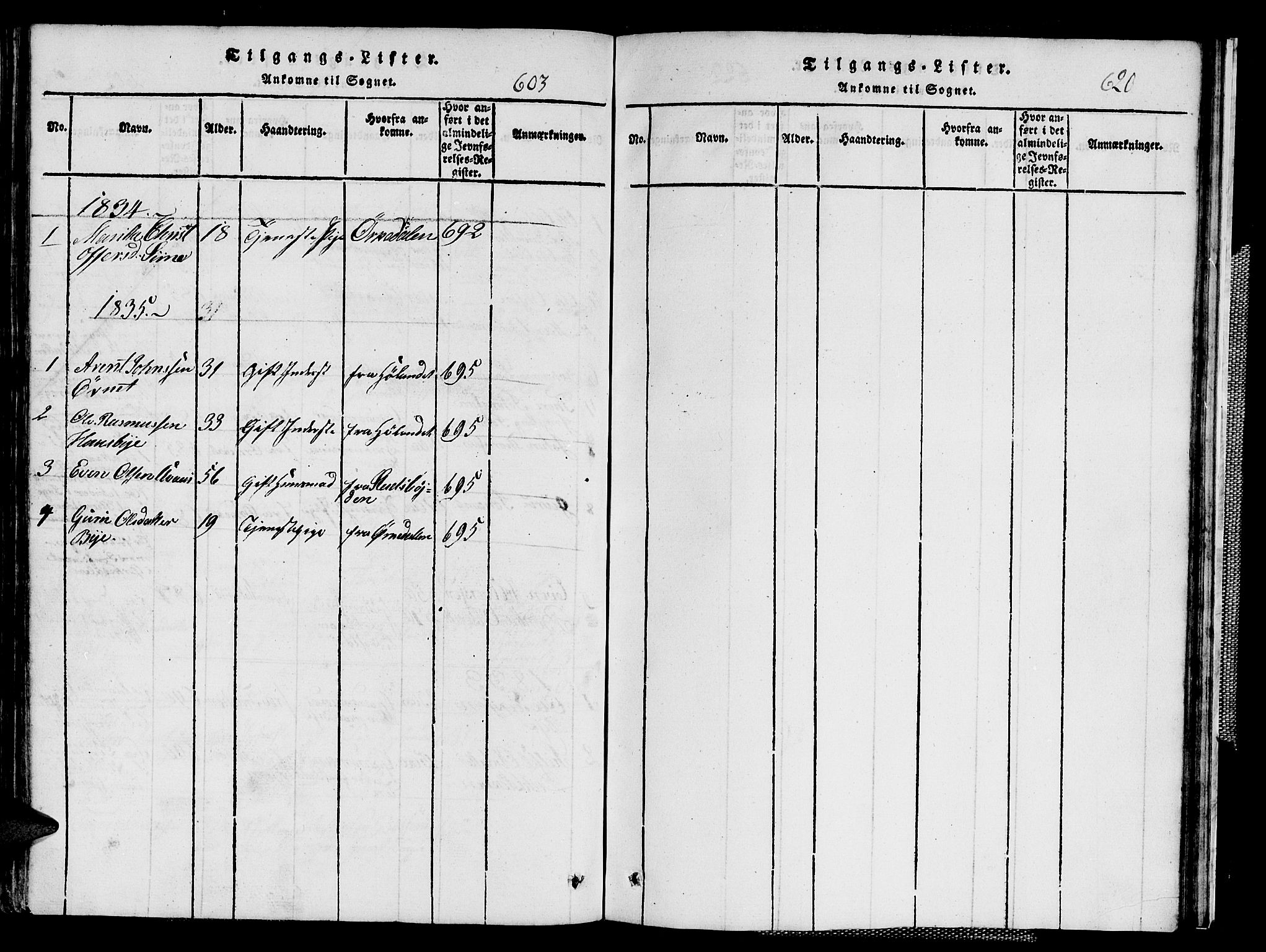 Ministerialprotokoller, klokkerbøker og fødselsregistre - Sør-Trøndelag, SAT/A-1456/667/L0796: Parish register (copy) no. 667C01, 1817-1836, p. 603-620