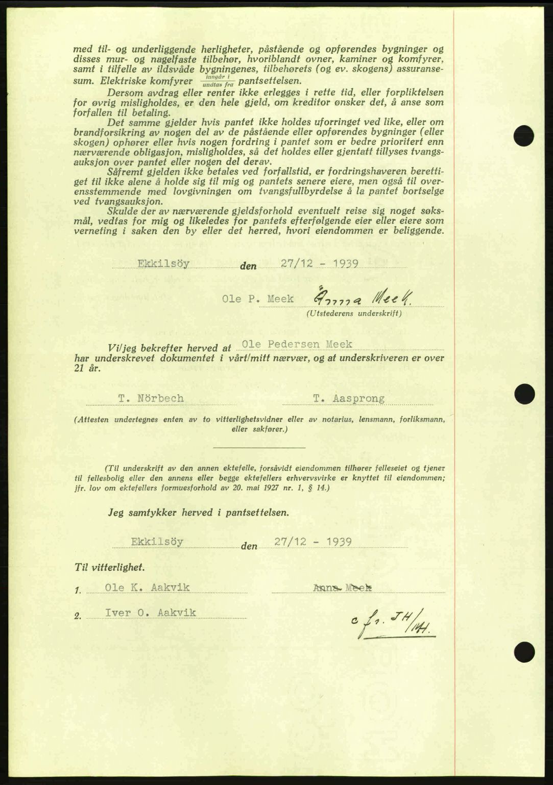 Nordmøre sorenskriveri, AV/SAT-A-4132/1/2/2Ca: Mortgage book no. B86, 1939-1940, Diary no: : 10/1940