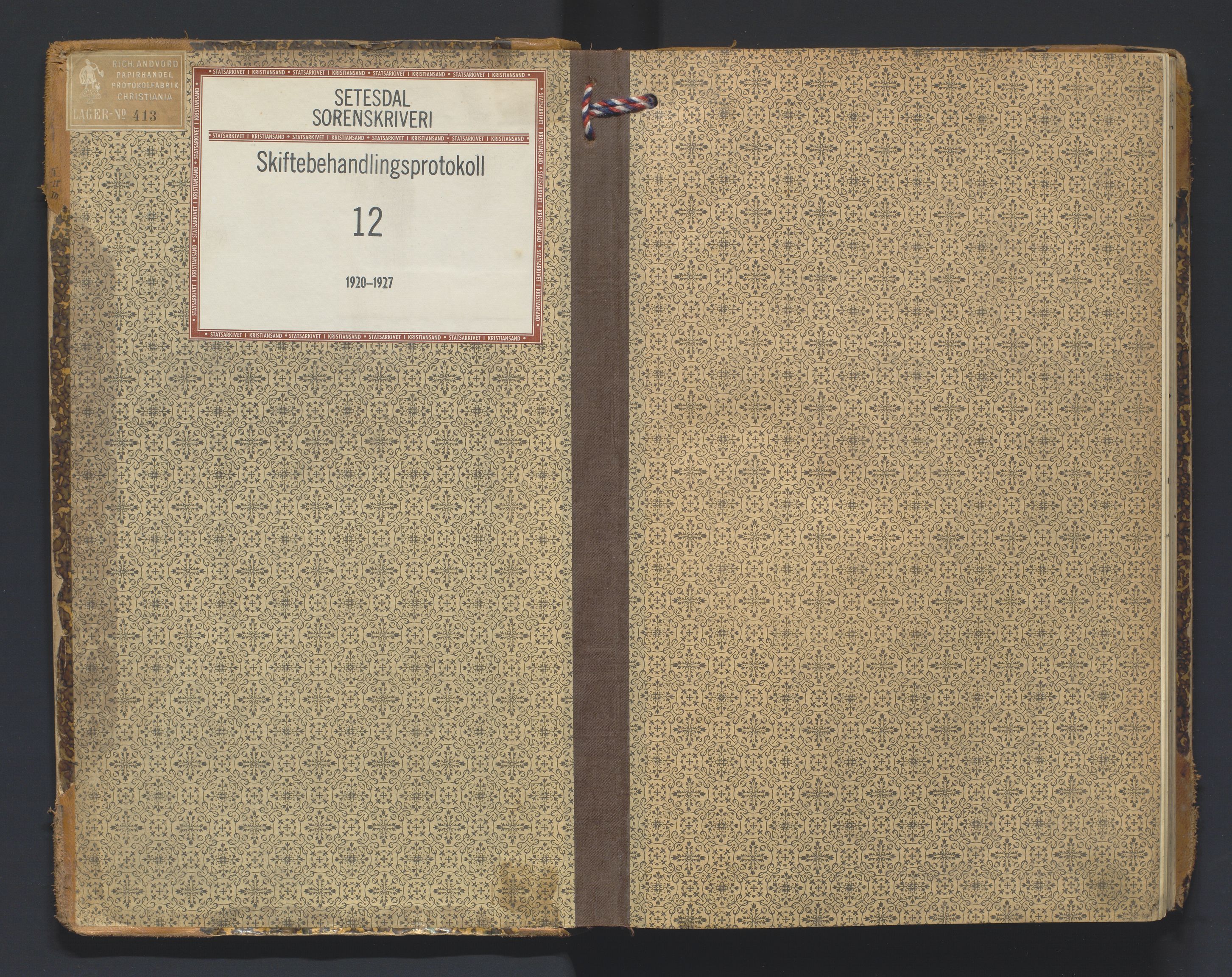Setesdal sorenskriveri, SAK/1221-0011/H/Hc/L0040: Skifteforhandlingsprotokoll nr 12, 1920-1927