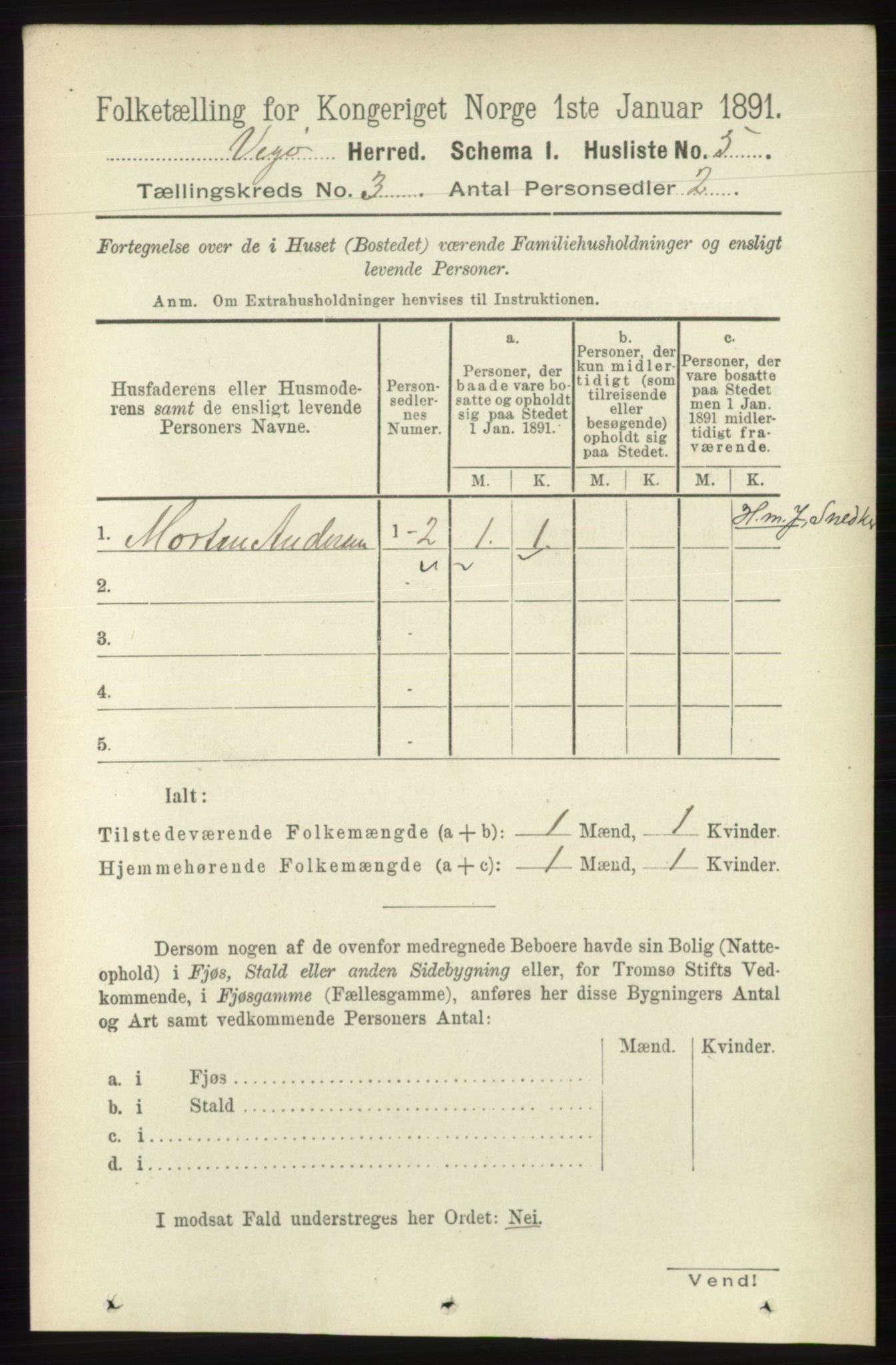 RA, 1891 census for 1815 Vega, 1891, p. 856