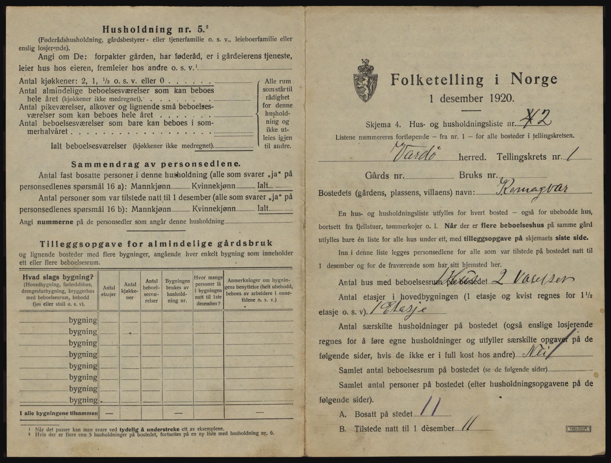 SATØ, 1920 census for Vardø rural district, 1920, p. 32