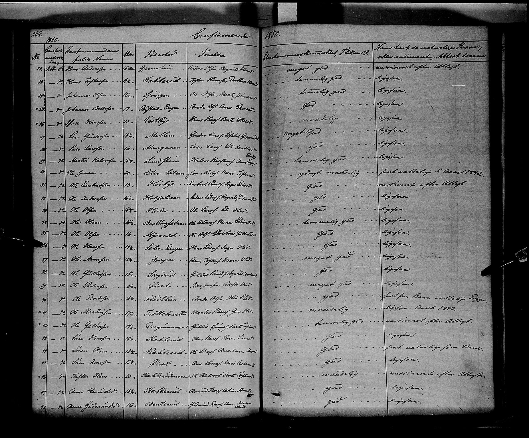 Vinger prestekontor, AV/SAH-PREST-024/H/Ha/Haa/L0009: Parish register (official) no. 9, 1847-1855, p. 256