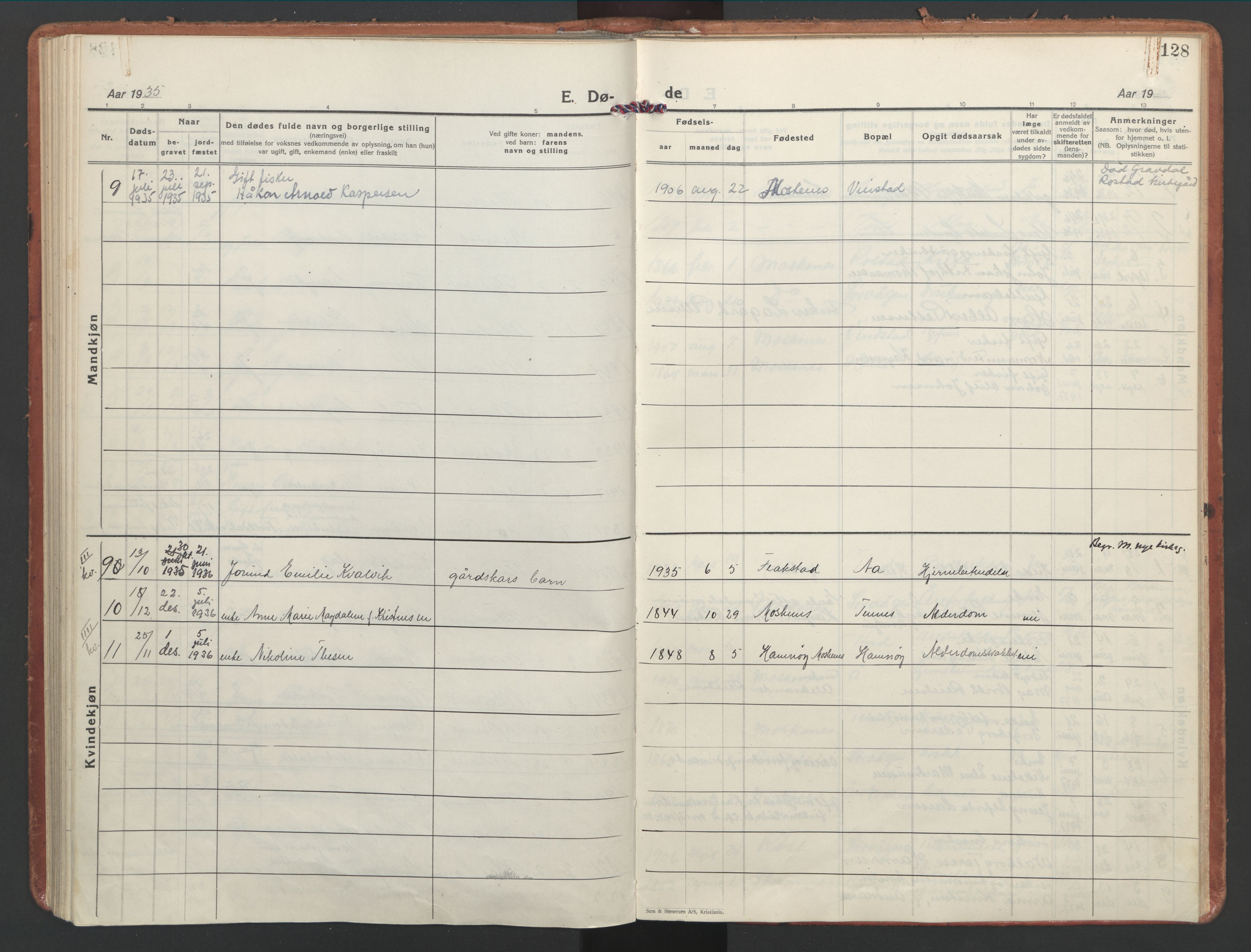 Ministerialprotokoller, klokkerbøker og fødselsregistre - Nordland, AV/SAT-A-1459/886/L1223: Parish register (official) no. 886A05, 1926-1938, p. 128