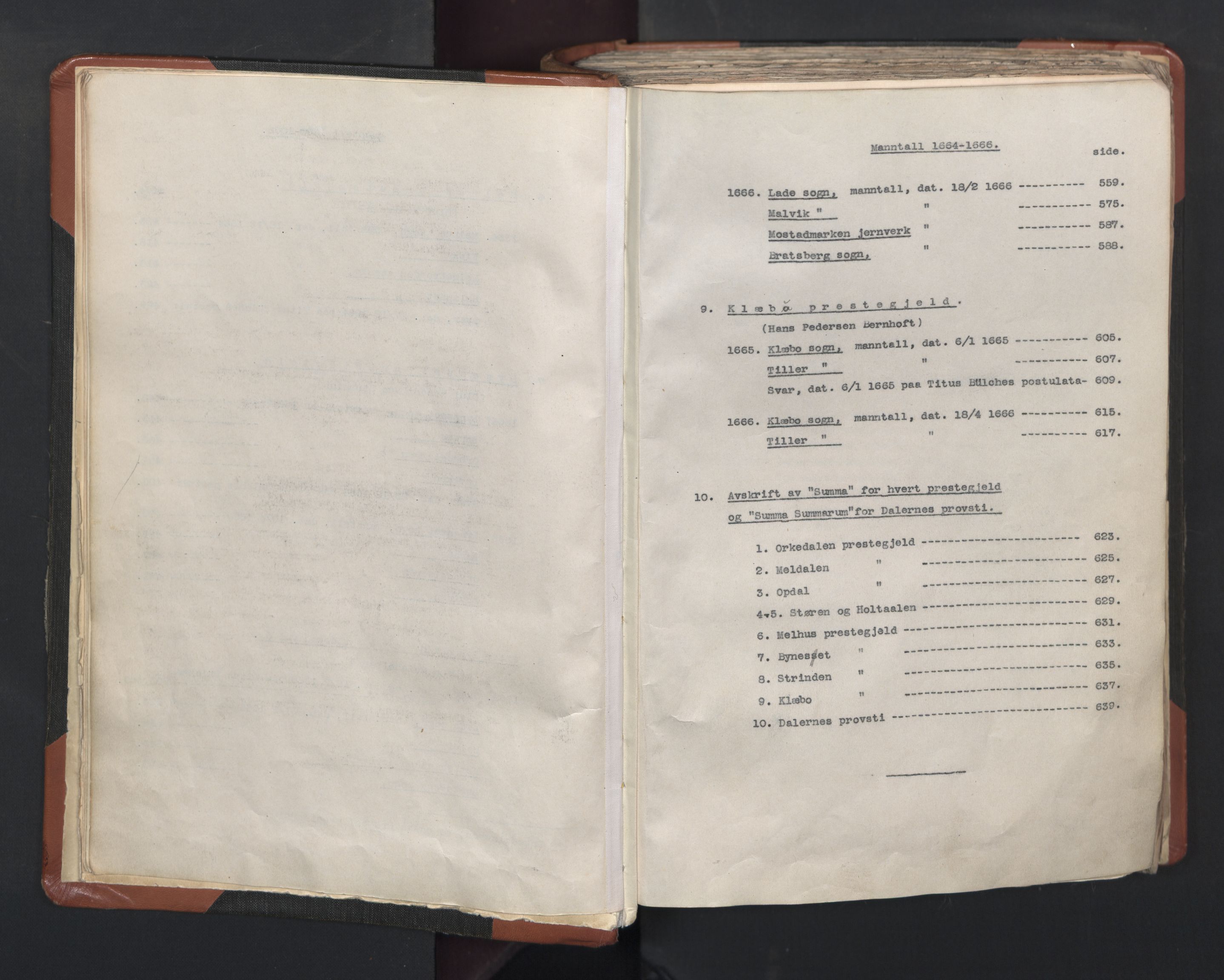 RA, Vicar's Census 1664-1666, no. 31: Dalane deanery, 1664-1666