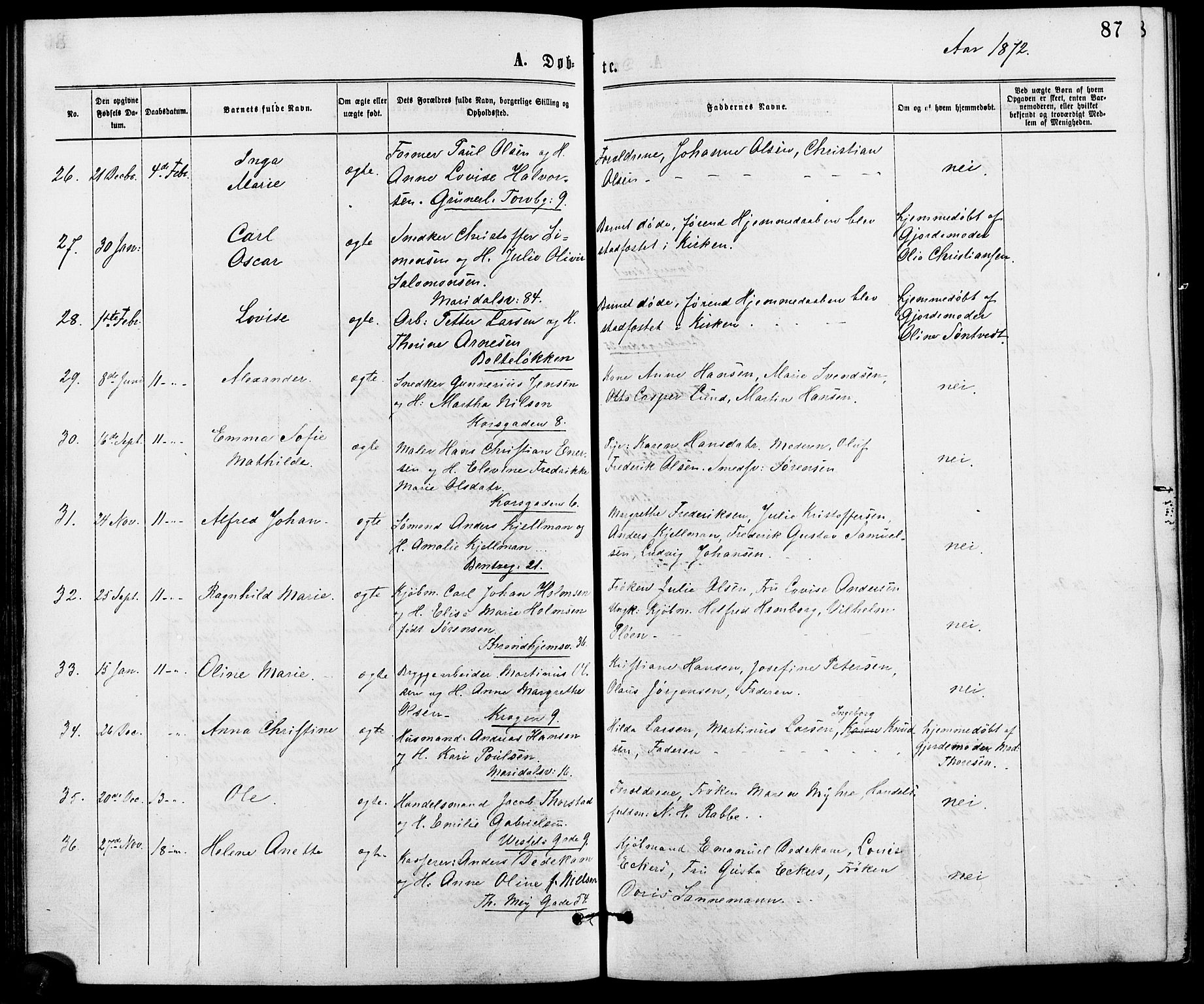 Gamle Aker prestekontor Kirkebøker, AV/SAO-A-10617a/G/L0003: Parish register (copy) no. 3, 1869-1874, p. 87